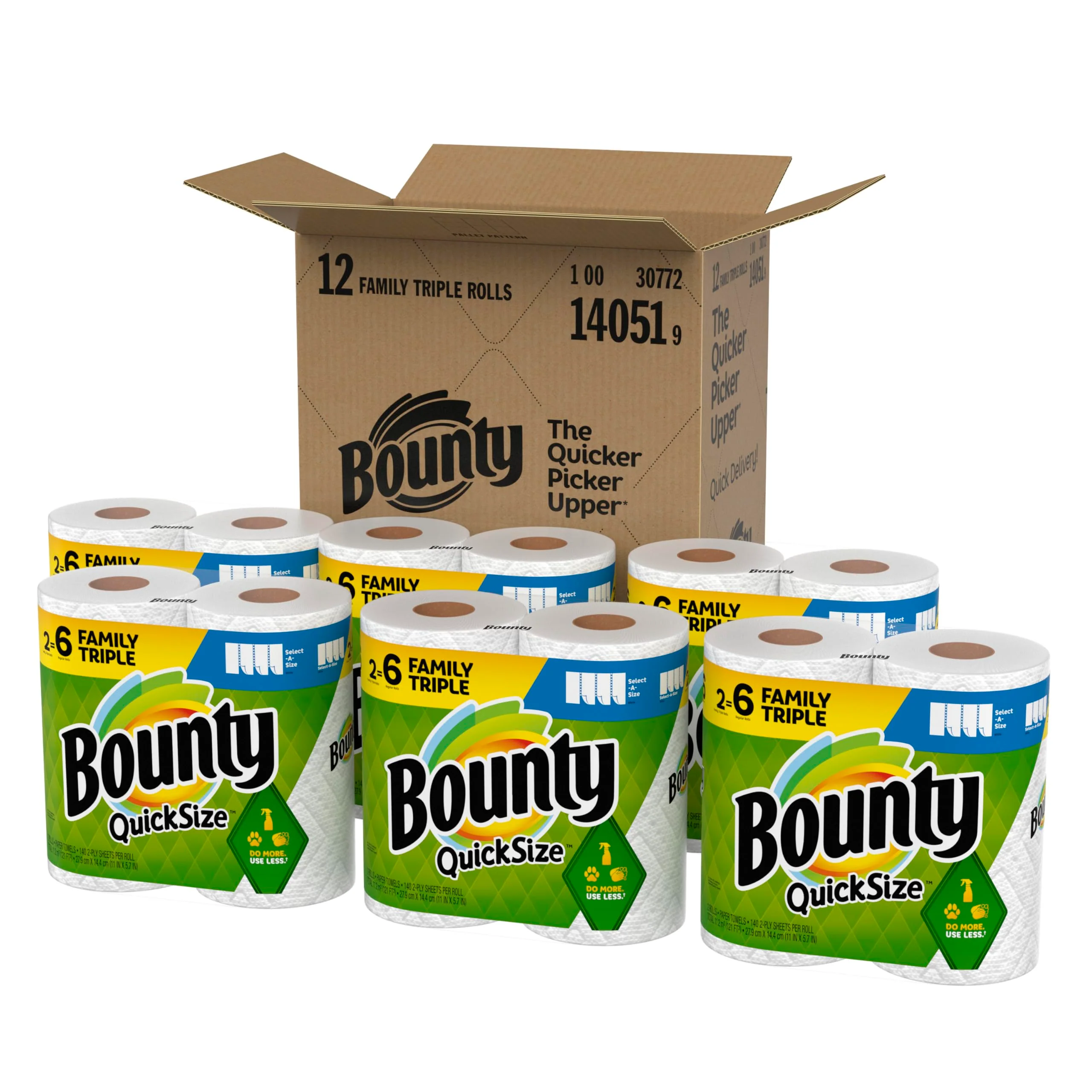Bounty Quick-Size Paper Towels, White, 12 Family Triple Rolls = 36 Regular Rolls - Image 4