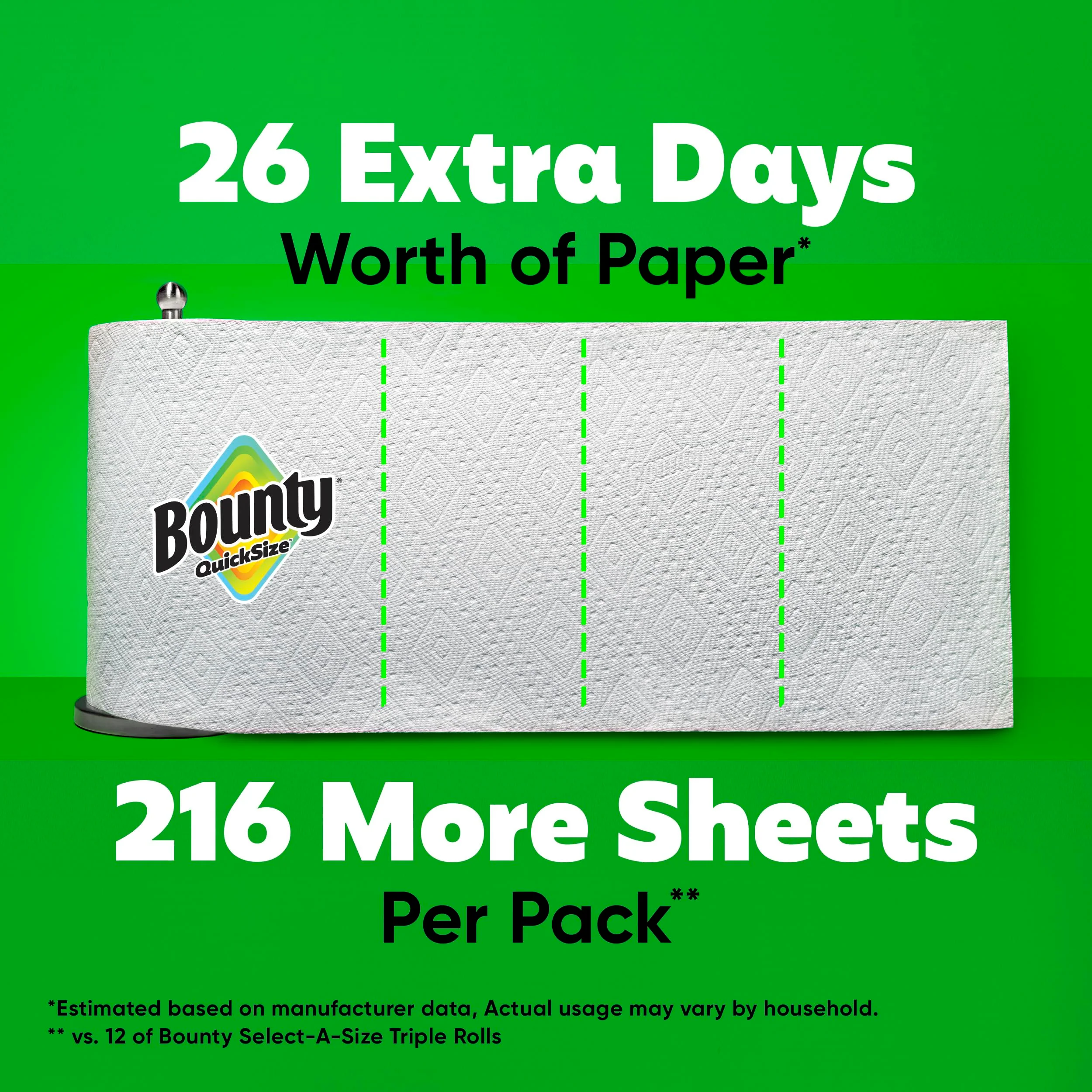 Bounty Quick-Size Paper Towels, White, 12 Family Triple Rolls = 40 Regular Rolls - Image 10