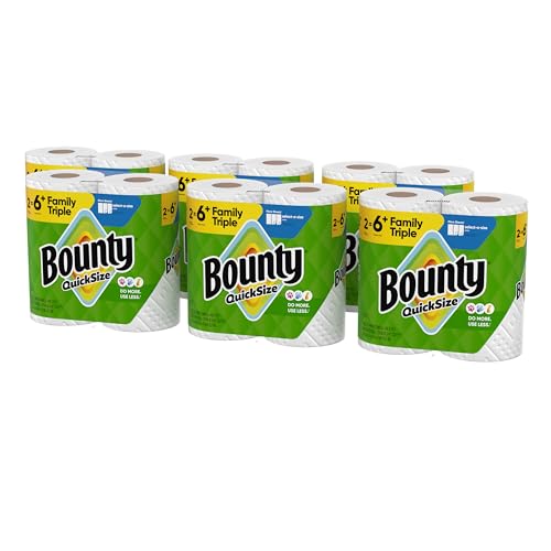 Bounty Quick-Size Paper Towels, White, 12 Family Triple Rolls = 40 Regular Rolls - Image 4
