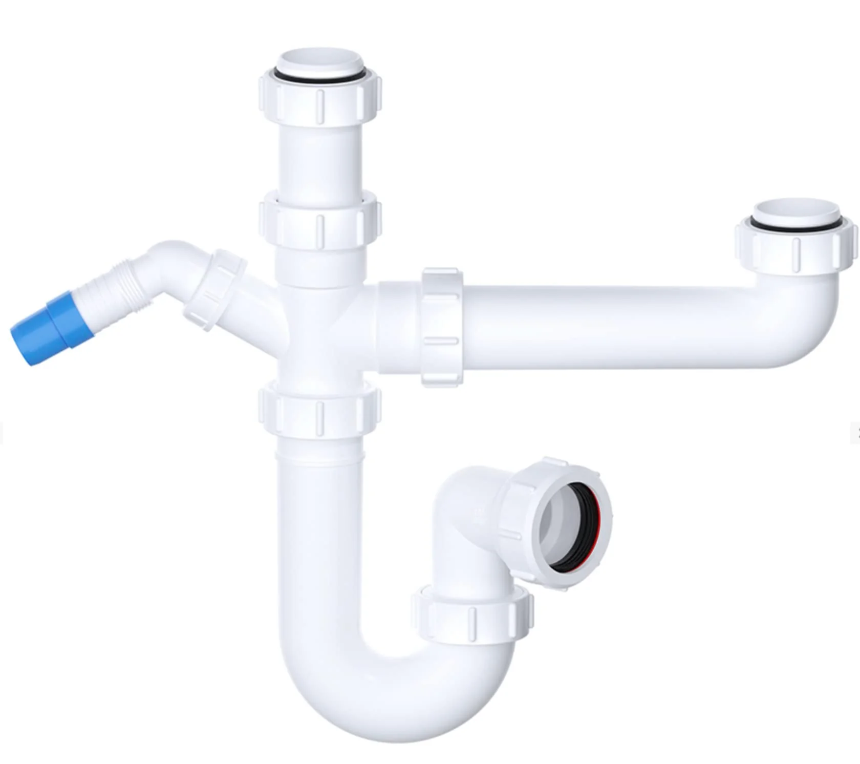 Bowl & Half Kitchen Sink Waste Trap Standard Kit Set - 40mm Standard Waste Pipe Connection - Image 3