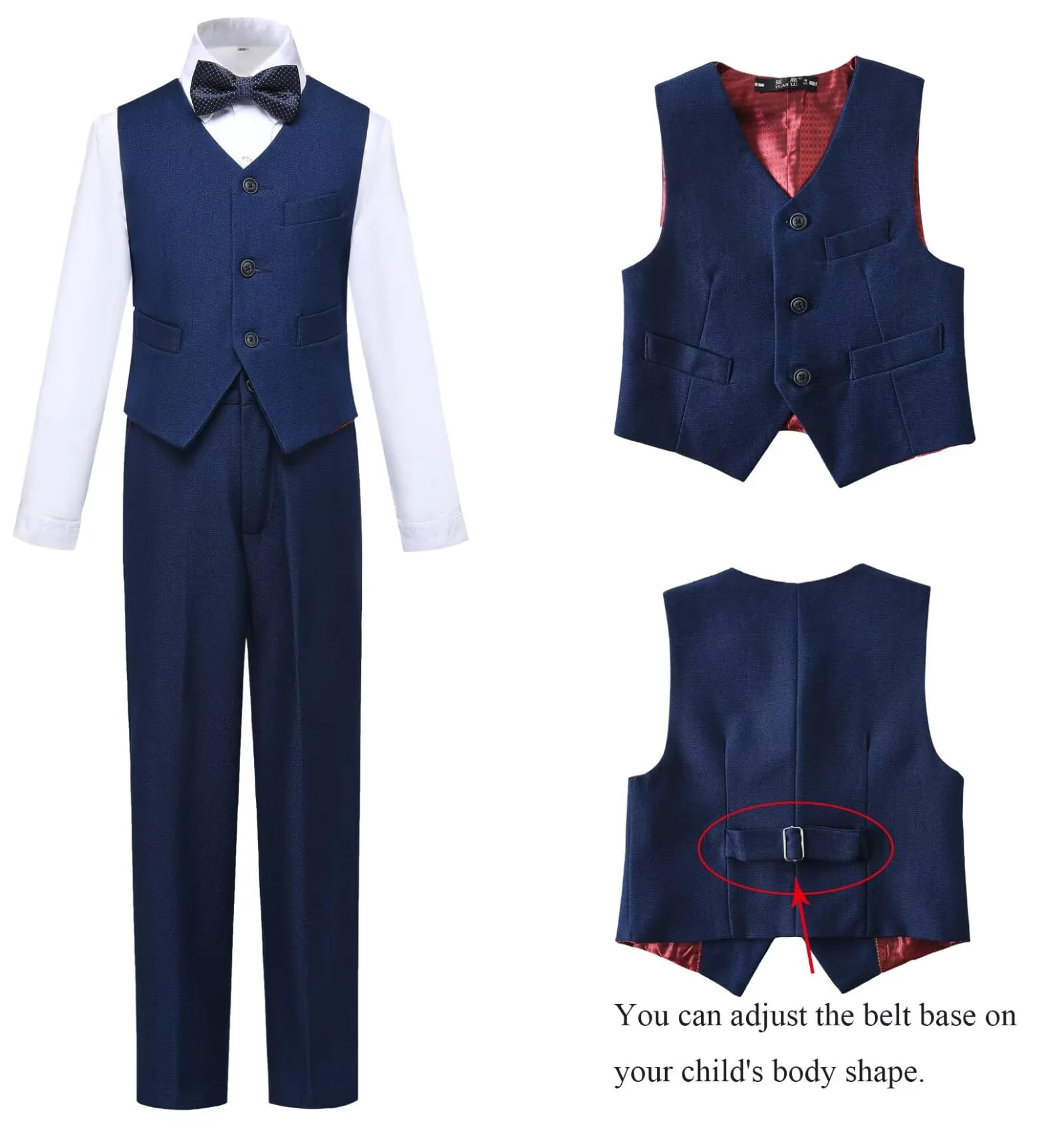 Boys Suit Size 10 Kids Navy Blue Suits for Boys Toddler Suit Set First Communion Suit Ring Bearer Christmas Outfit - Image 5