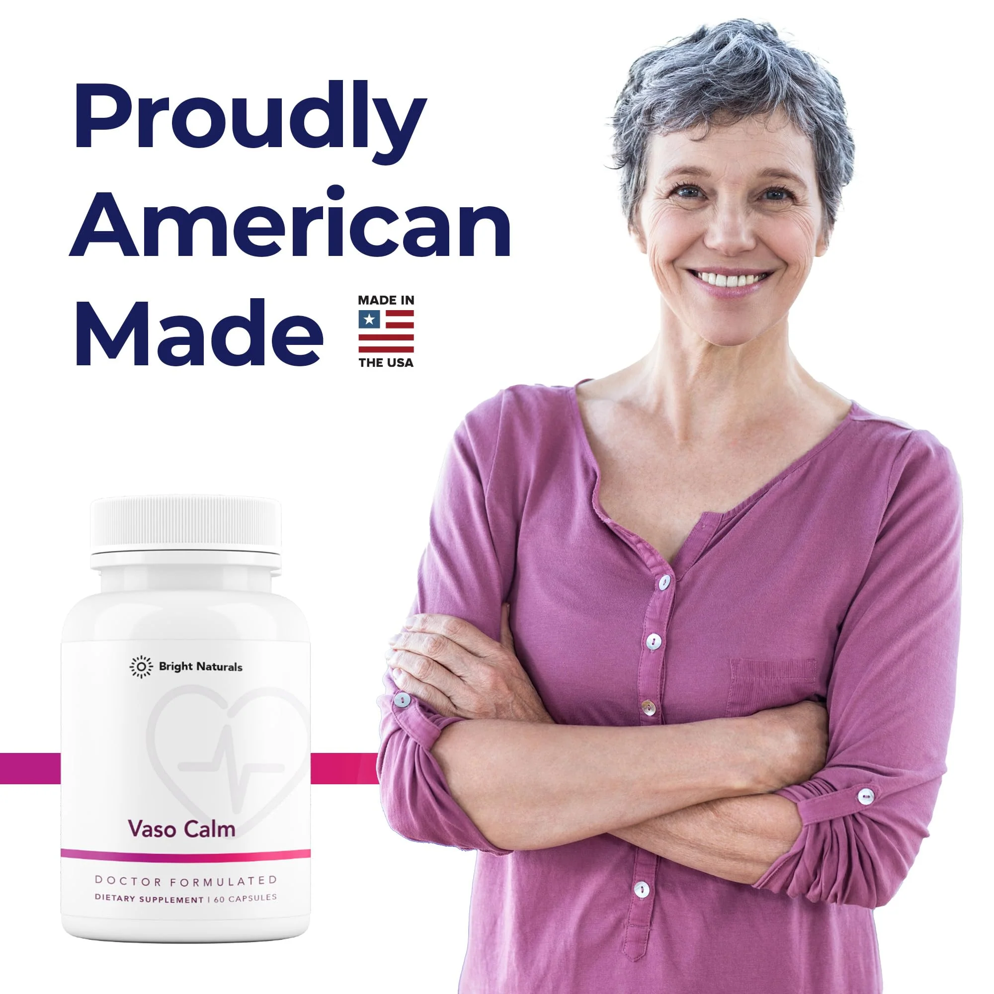 Bright Naturals Vaso Calm - Healthy Blood Balance Supplement - Features Fermented Garlic, Celery and Grape Seed Extract, Hibiscus, and Vitamin K2 - Made in The USA, 180 Capsules - Image 2
