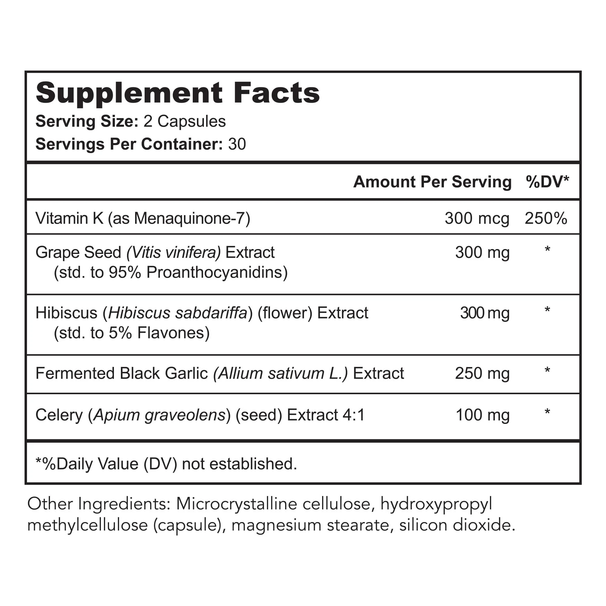 Bright Naturals Vaso Calm - Healthy Blood Balance Supplement - Features Fermented Garlic, Celery and Grape Seed Extract, Hibiscus, and Vitamin K2 - Made in The USA, 180 Capsules - Image 8