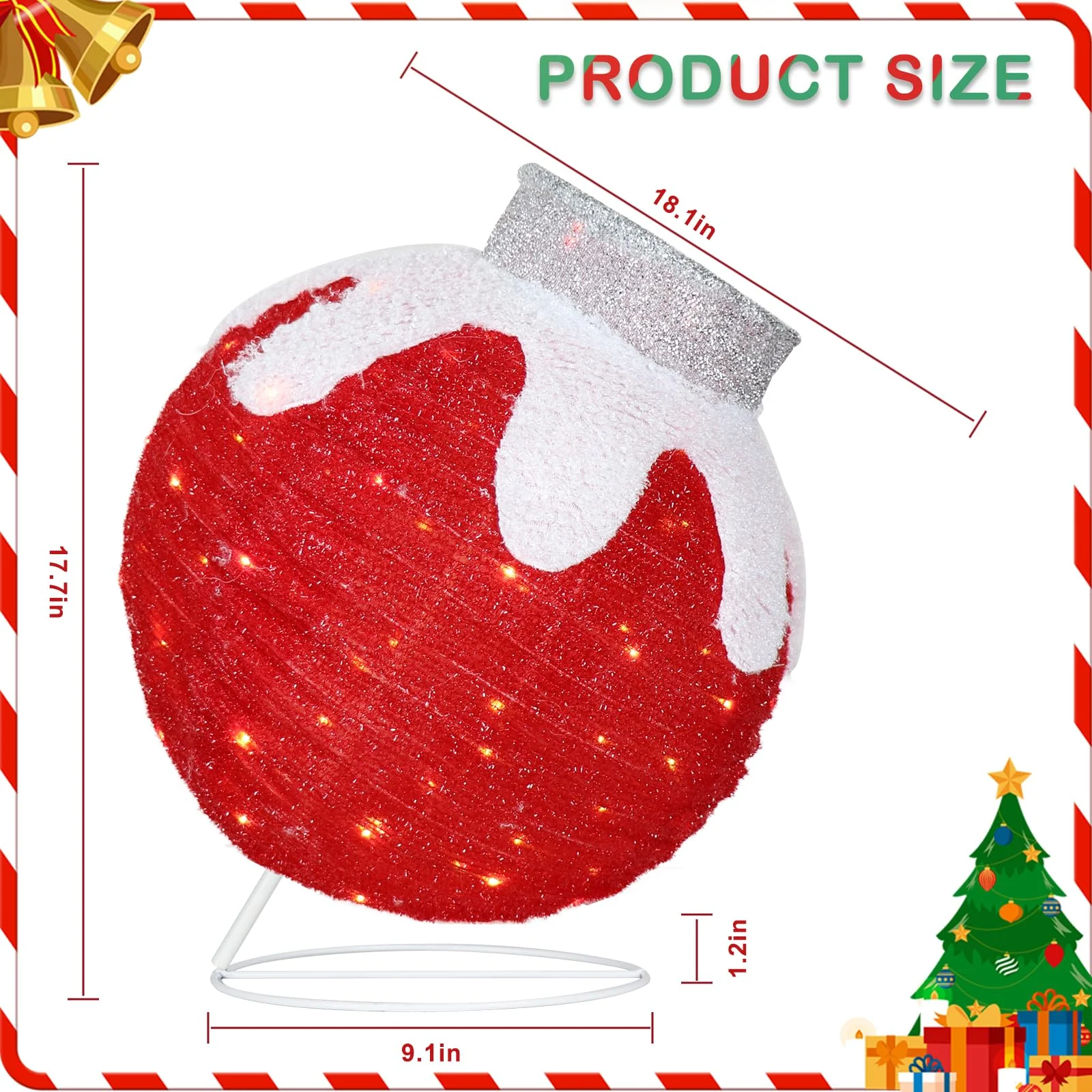 BRIGHTDECK Outdoor Christmas Ornaments, Lighted Pop-Up Outdoor Holiday Ball Decoration with 80 LED Lights, 8 Light Modes, Lighted Collapsible Holiday Decorations for Yard, Home (Red) - Image 7