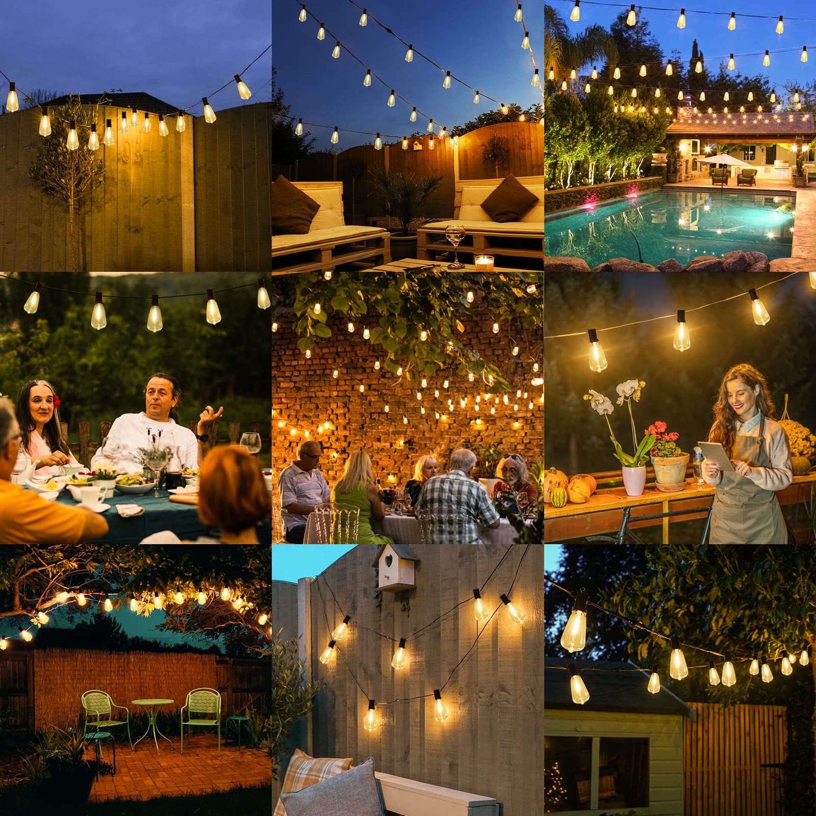 Brightever Outdoor String Lights 200FT Waterproof, Patio String Lights for Outside with 100+4 ST38 Shatterproof LED Filament Bulbs, Dimmable Hanging Lights for Christmas, Party, Cafe (2-Pack 100FT) - Image 2