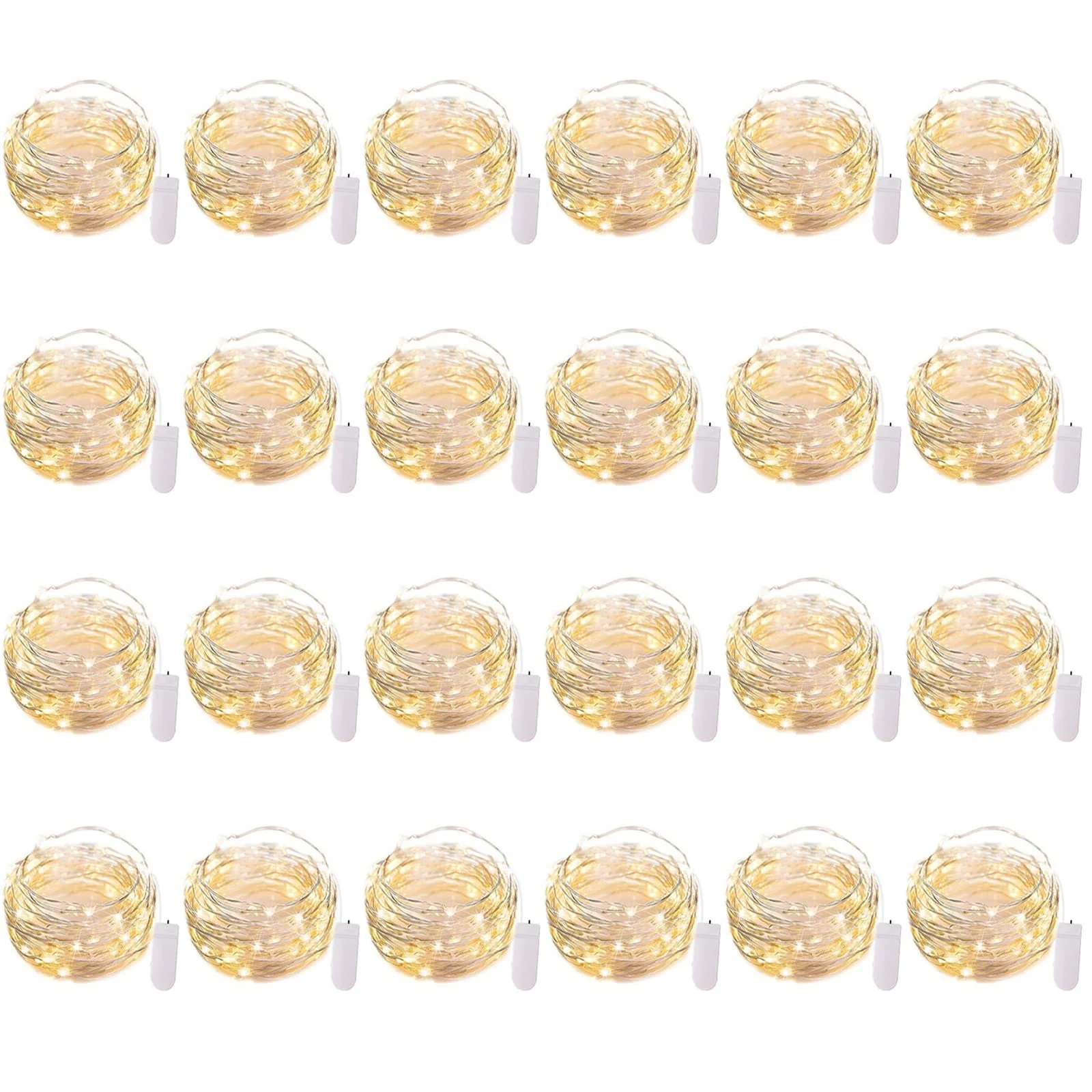 Brightown 24 Pack Fairy Lights Battery Operated - 7Ft 20 Led Mini String Lights Silver Wire Waterproof Firefly Starry DIY Lights for Bedroom Patio Wedding Party Christmas Decor (Warm White)