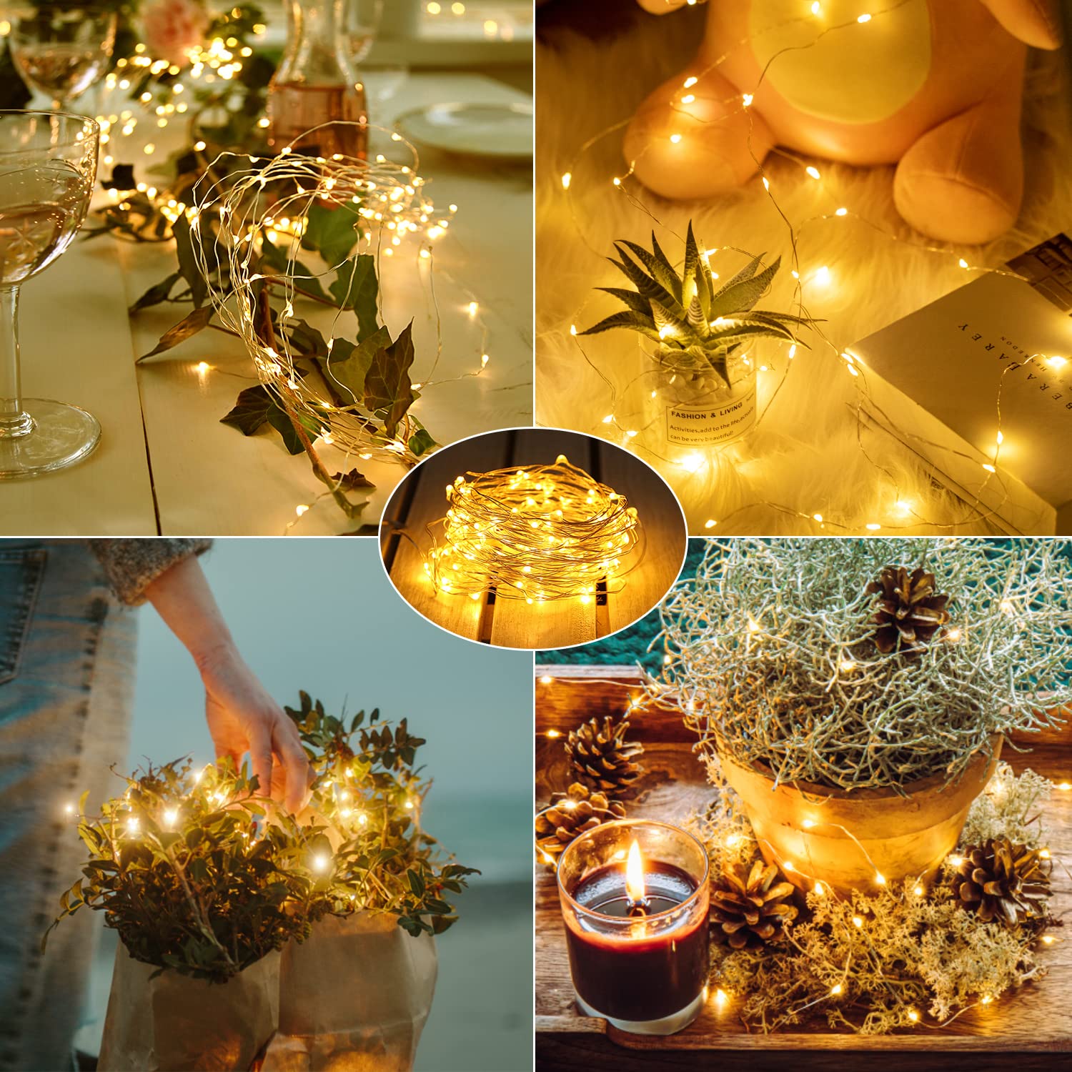 Brightown 24 Pack Fairy Lights Battery Operated - 7Ft 20 Led Mini String Lights Silver Wire Waterproof Firefly Starry DIY Lights for Bedroom Patio Wedding Party Christmas Decor (Warm White) - Image 2