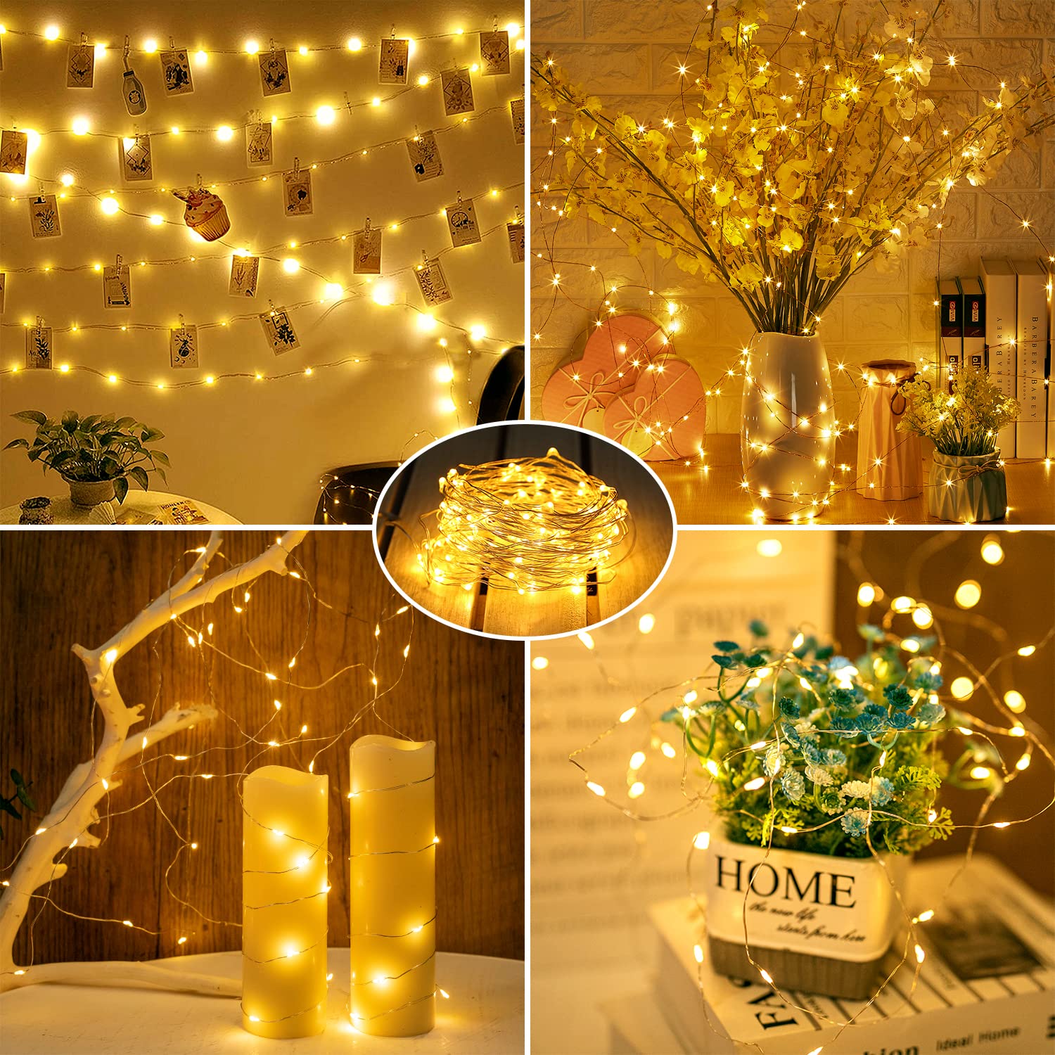 Brightown 24 Pack Fairy Lights Battery Operated - 7Ft 20 Led Mini String Lights Silver Wire Waterproof Firefly Starry DIY Lights for Bedroom Patio Wedding Party Christmas Decor (Warm White) - Image 3
