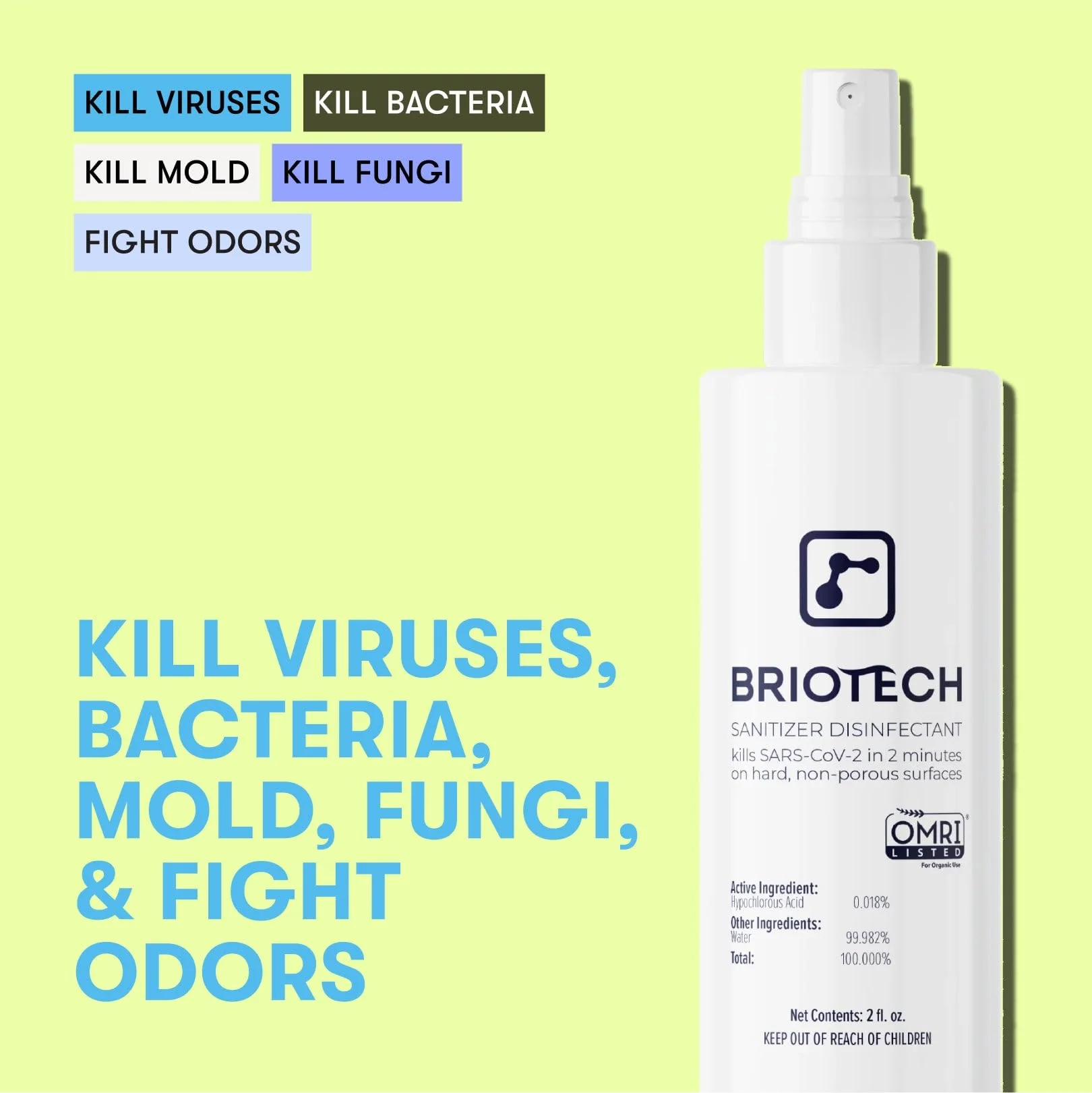BRIOTECH Sanitizer Disinfectant Hypochlorous, Kill 99.99% of Viruses & Bacteria, Control Mold, Eliminate Odor, Gentle for Nursery & Play Rooms, Food Contact Surface Sanitizer, 1 Gallon Refill (4 Pack) - Image 8
