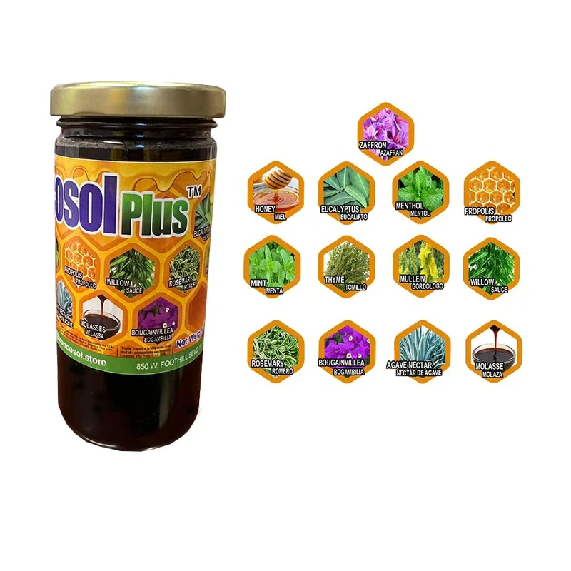BRONCOSOL PLUS - honey with Zaffron, Eucalyptus, Mint and more Extracts, 12oz - Image 2