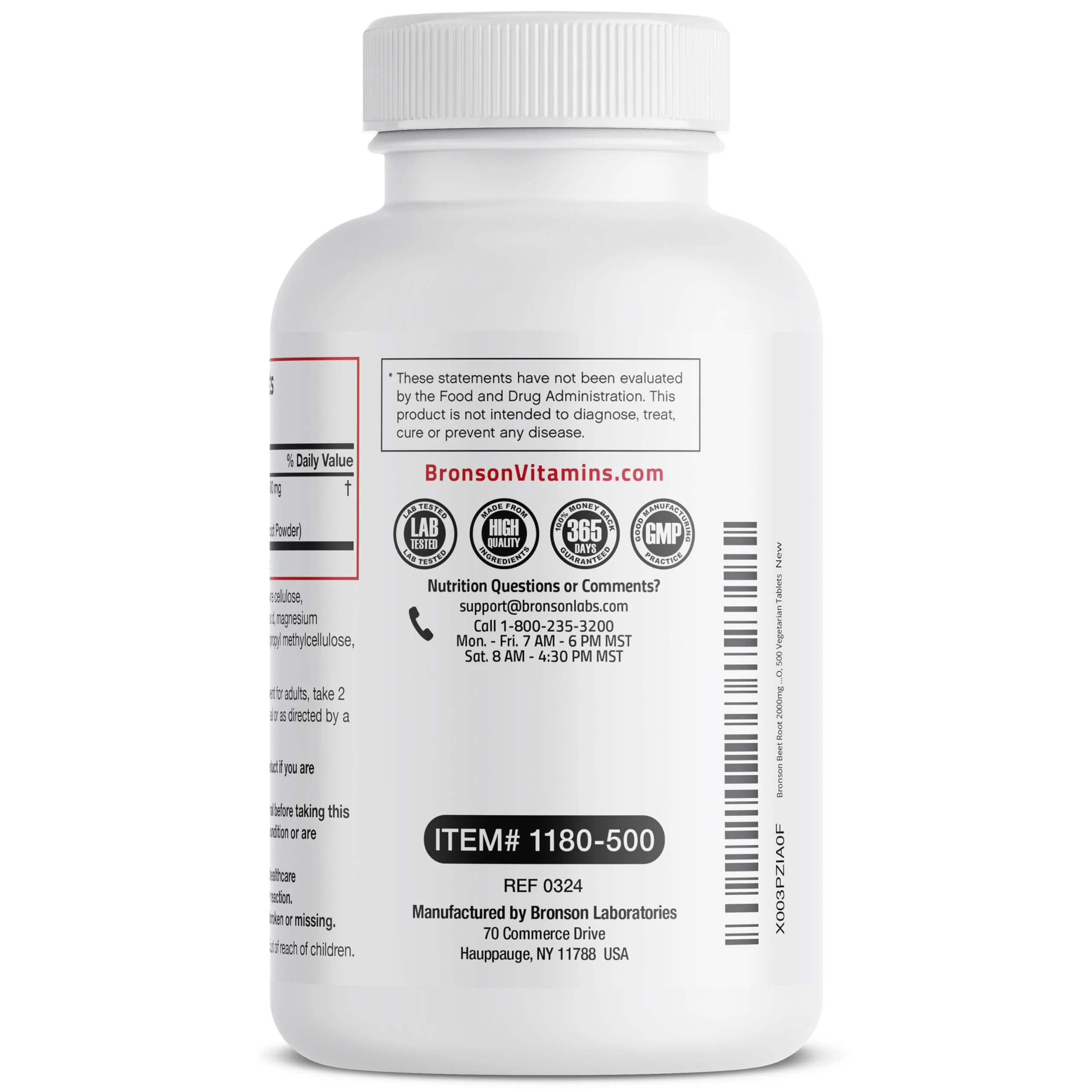 Bronson Beet Root Extra Strength, Non-GMO, 500 Vegetarian Tablets - Image 3