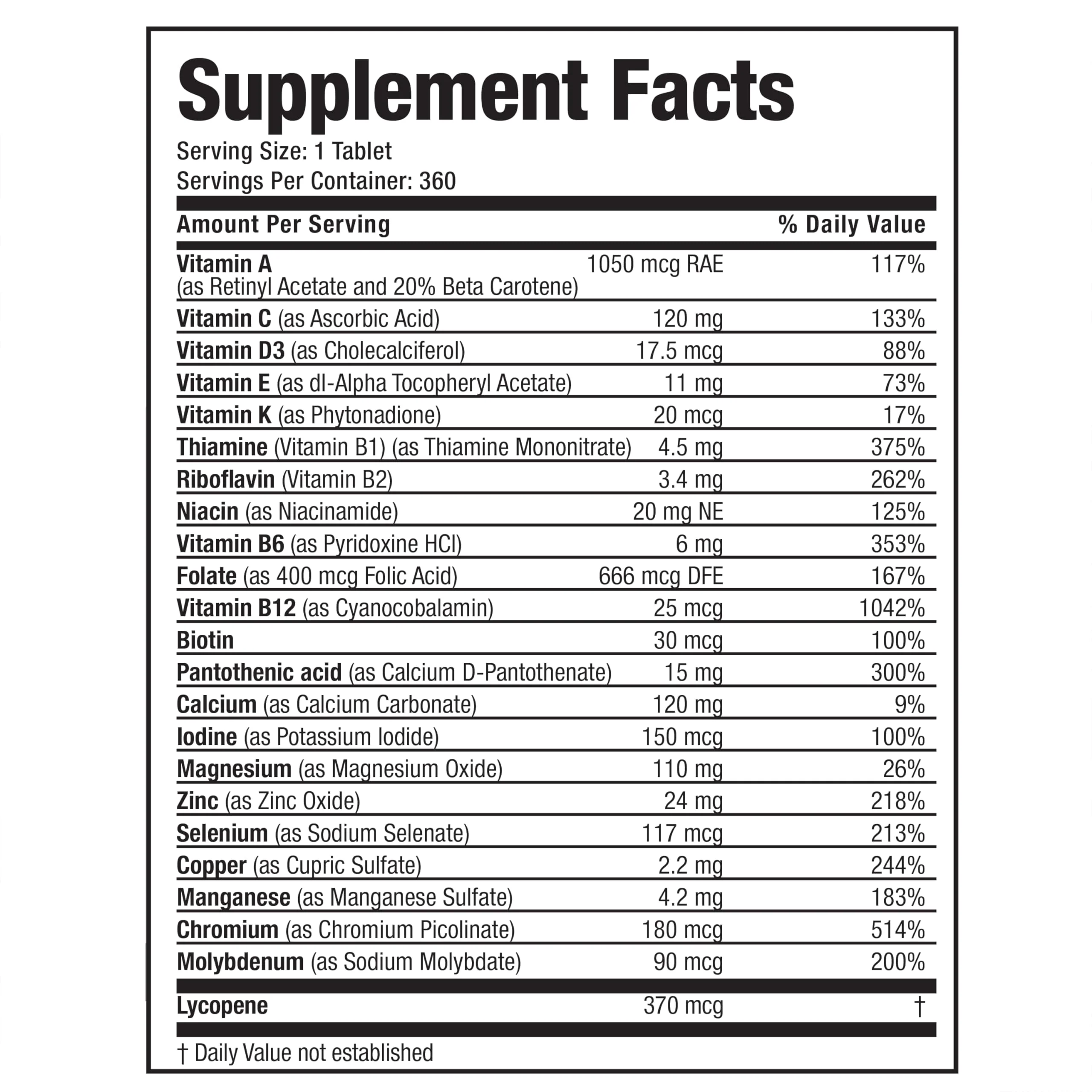 Bronson ONE Daily Mens 50+ Complete Multivitamin Multimineral, 360 Tablets - Image 2