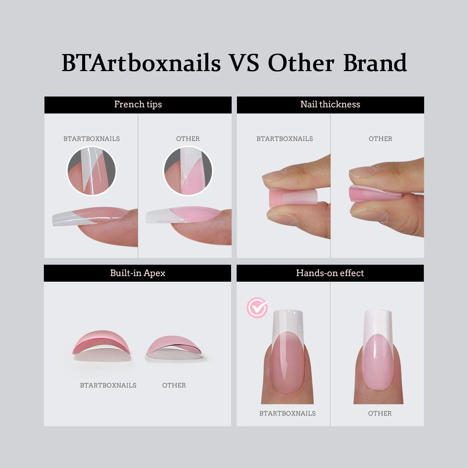 BTArtboxnails XCOATTIPS French Nail Tips - Short Almond Nail Tips with Nail Gel, French Protecing Duo, Nail Lamp, All in One Soft Gel French Tip Press on Nails Gel Extension Christmas Gift - Image 4