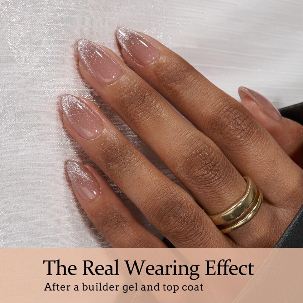 BTArtboxnails XCOATTIPS Press on Nails - Cat Eye Christmas Press on Nails, French Tip Nails Short Almond Nail Tips, Soft Gel Nails False Nail, Soak Off Acrylic Fake Nails Extensions - Image 7