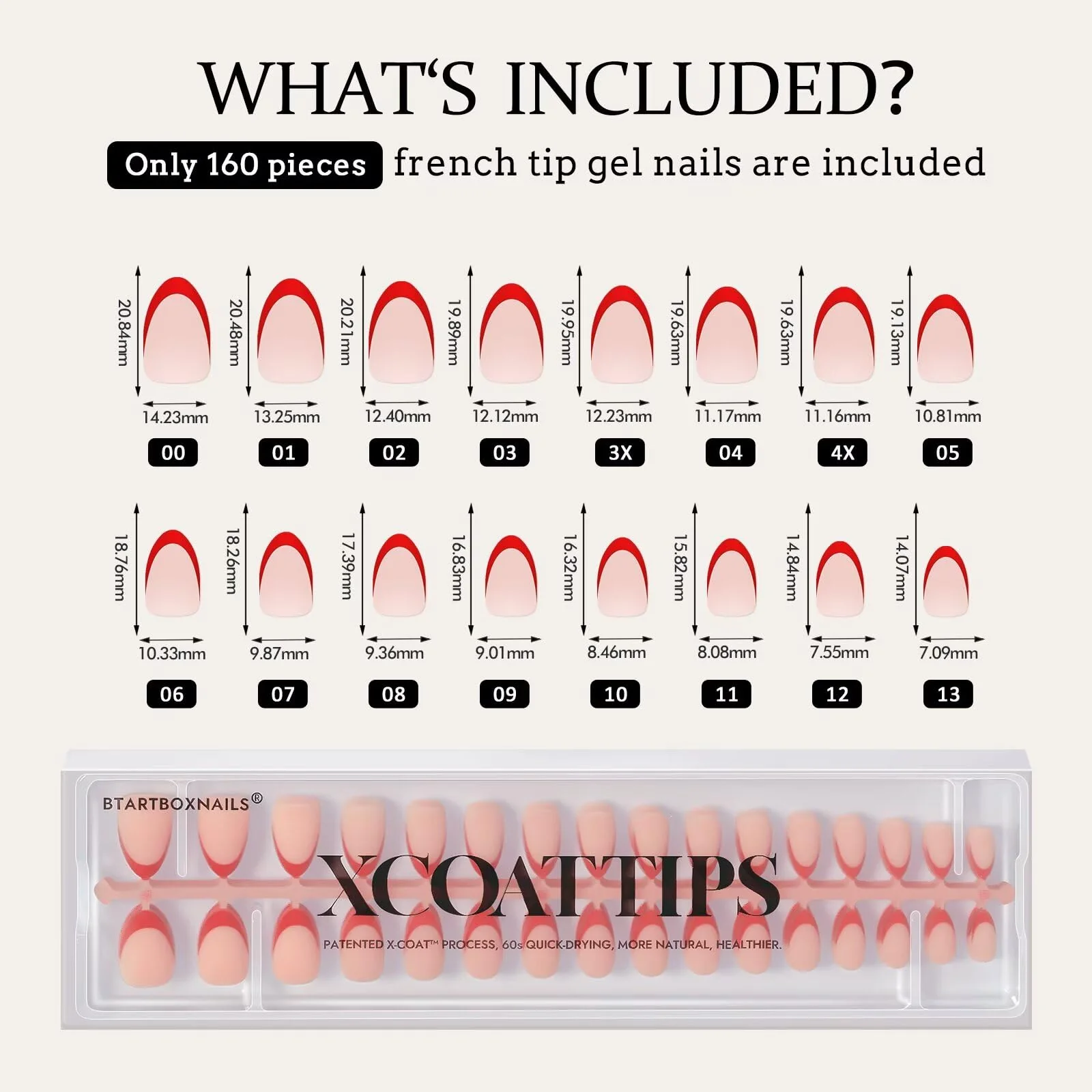 BTArtboxnails XCOATTIPS Red French Tip Press on Nails - Red French Tip Nails Almond, Christmas Press on Nails Short, Soak Off Soft Gel Nail Extension 160Pcs - Image 2