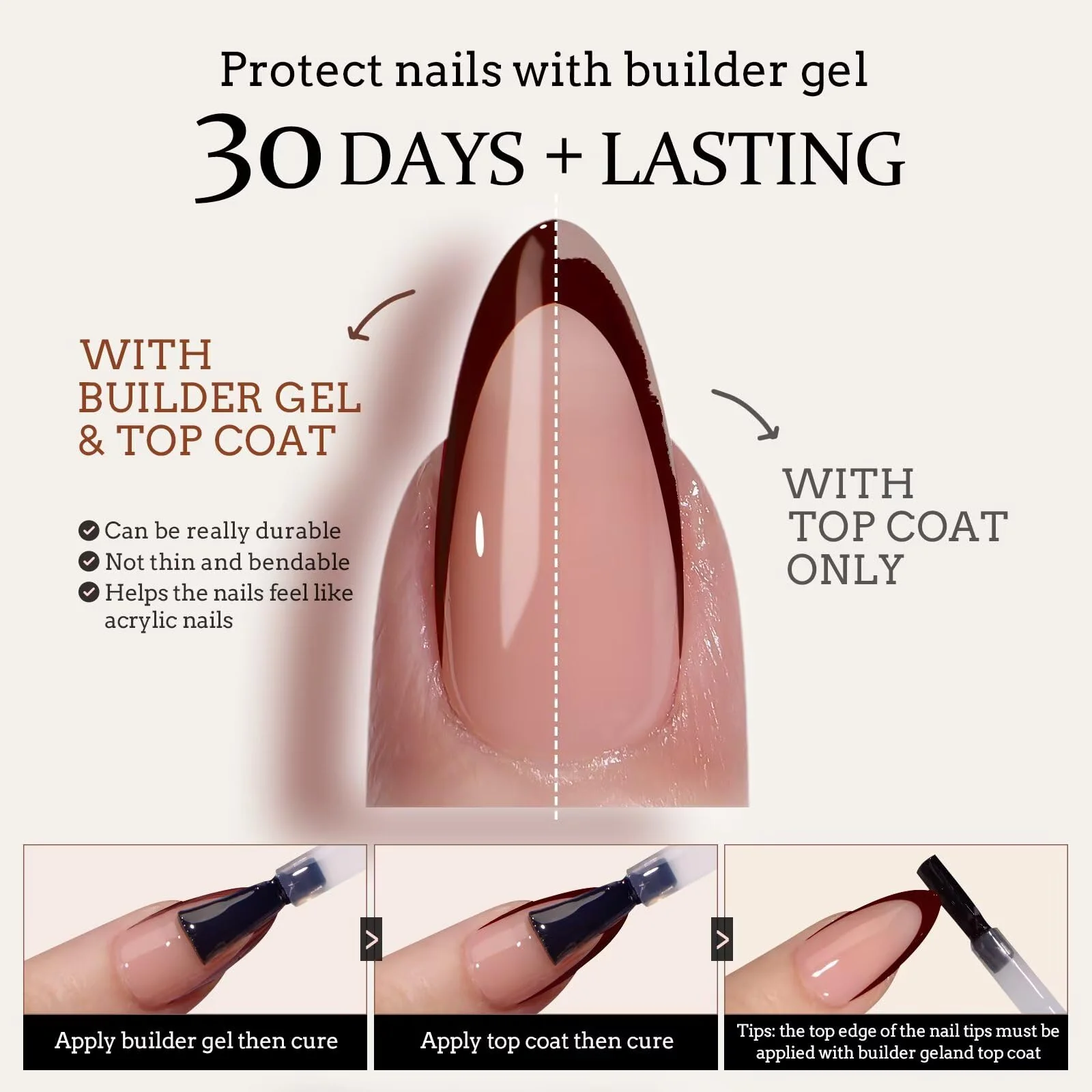 BTArtboxnails XCOATTIPS Red French Tip Press on Nails - Red French Tip Nails Almond, Christmas Press on Nails Short, Soak Off Soft Gel Nail Extension 160Pcs - Image 4