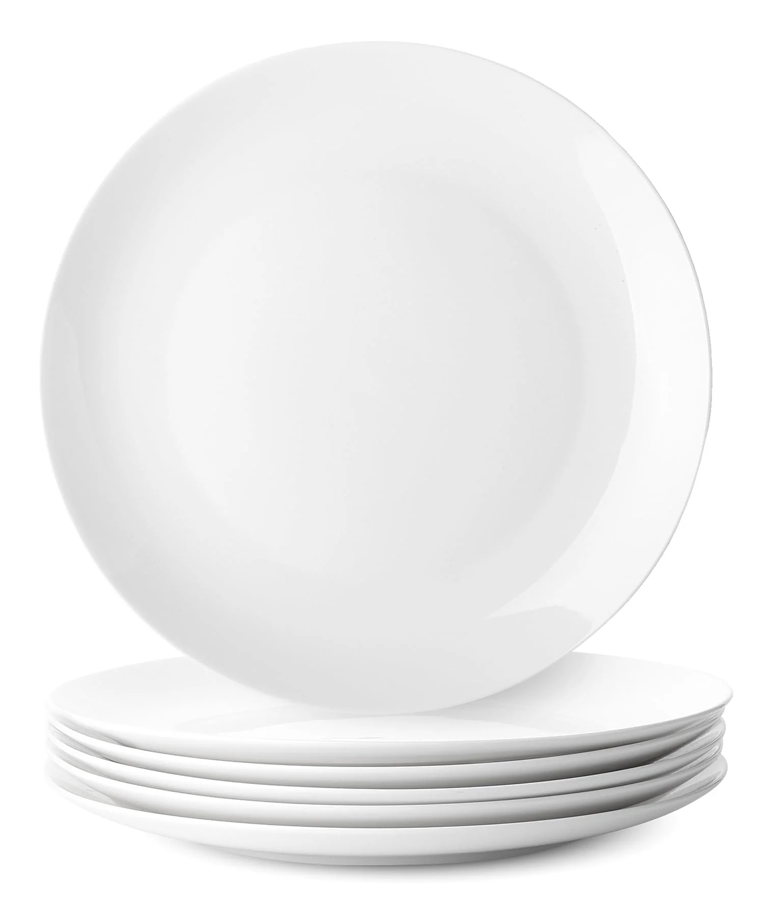 BTaT- White Porcelain Dinner Plates, Set of 6, 10.5 Inch, White Dishes, Porcelain Plates Sets for 6, Christmas Gifts