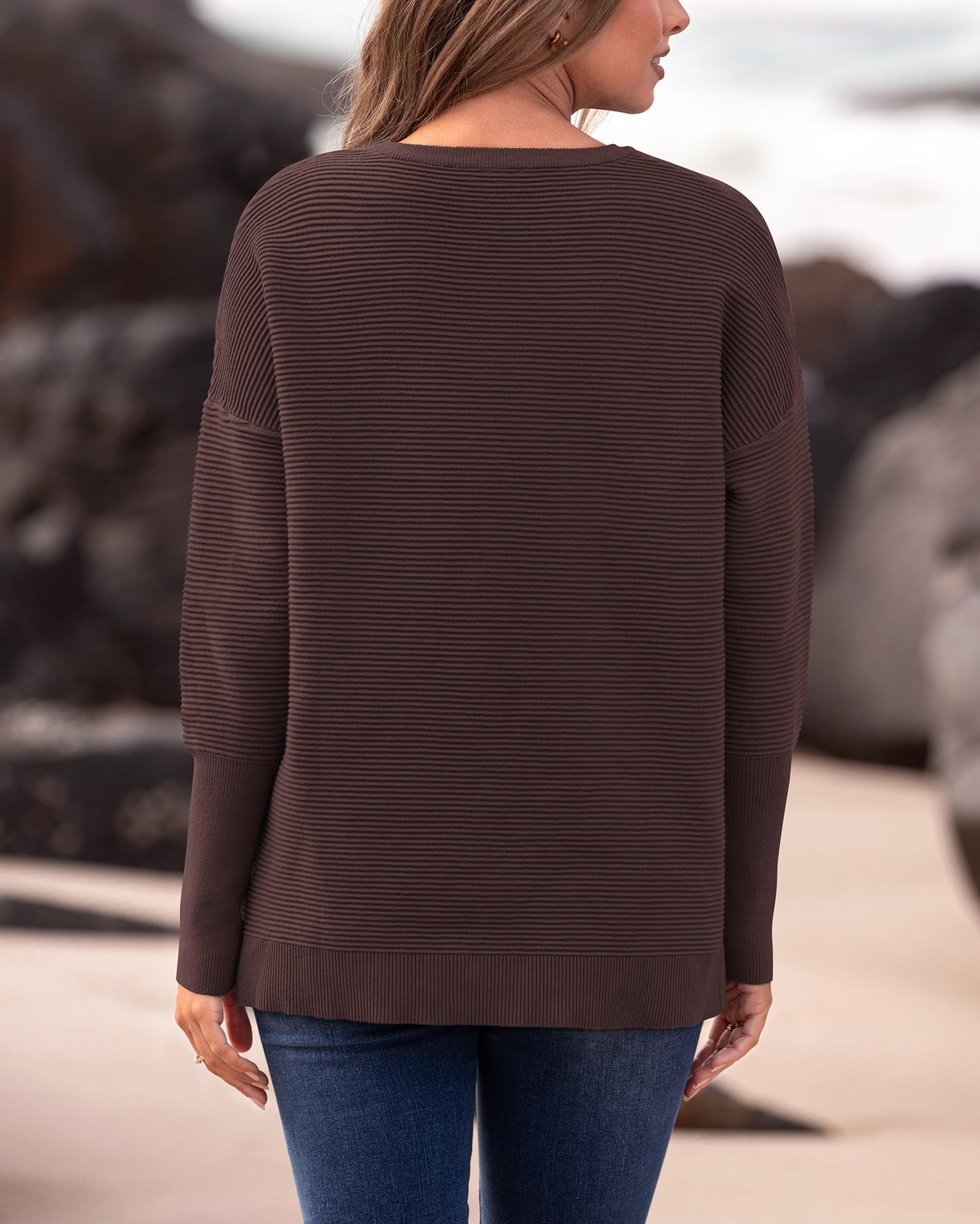BTFBM Trendy Winter Sweater Christmas Sweater Long Sleeve Loose Fit Maternity Sweater Pullover Jumper Tops(Coffee,Medium) - Image 2