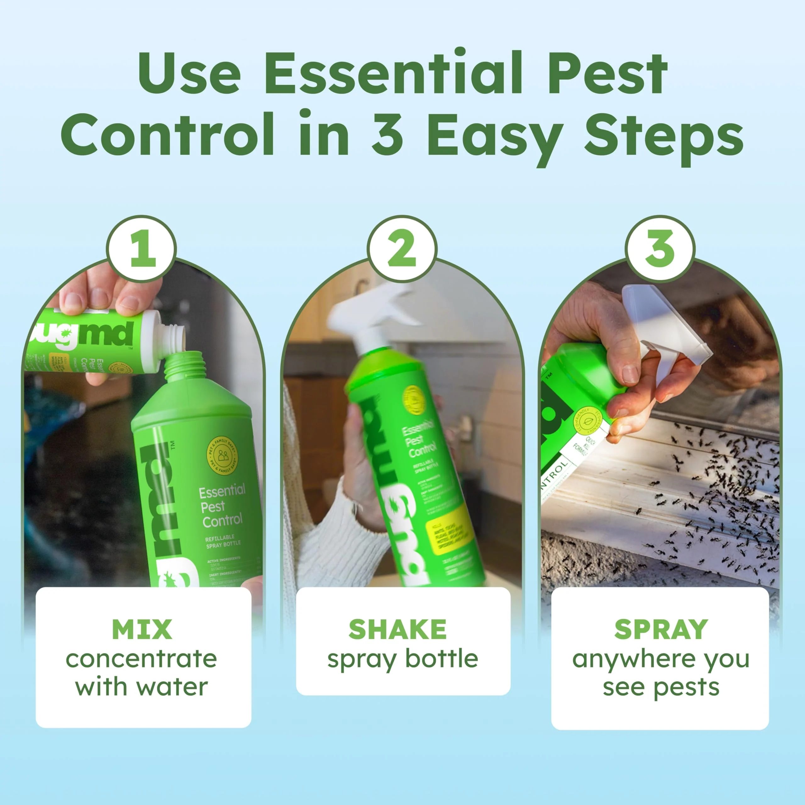 BugMD Ant Killer & Bug Spray Concentrate - Indoor Cockroach and Roach Killer, Spider Spray for Home, Fly and Insect Defense, Essential Oils, Plant-Powered, Eco-Friendly Pest Control - 3.7 Oz - Image 4