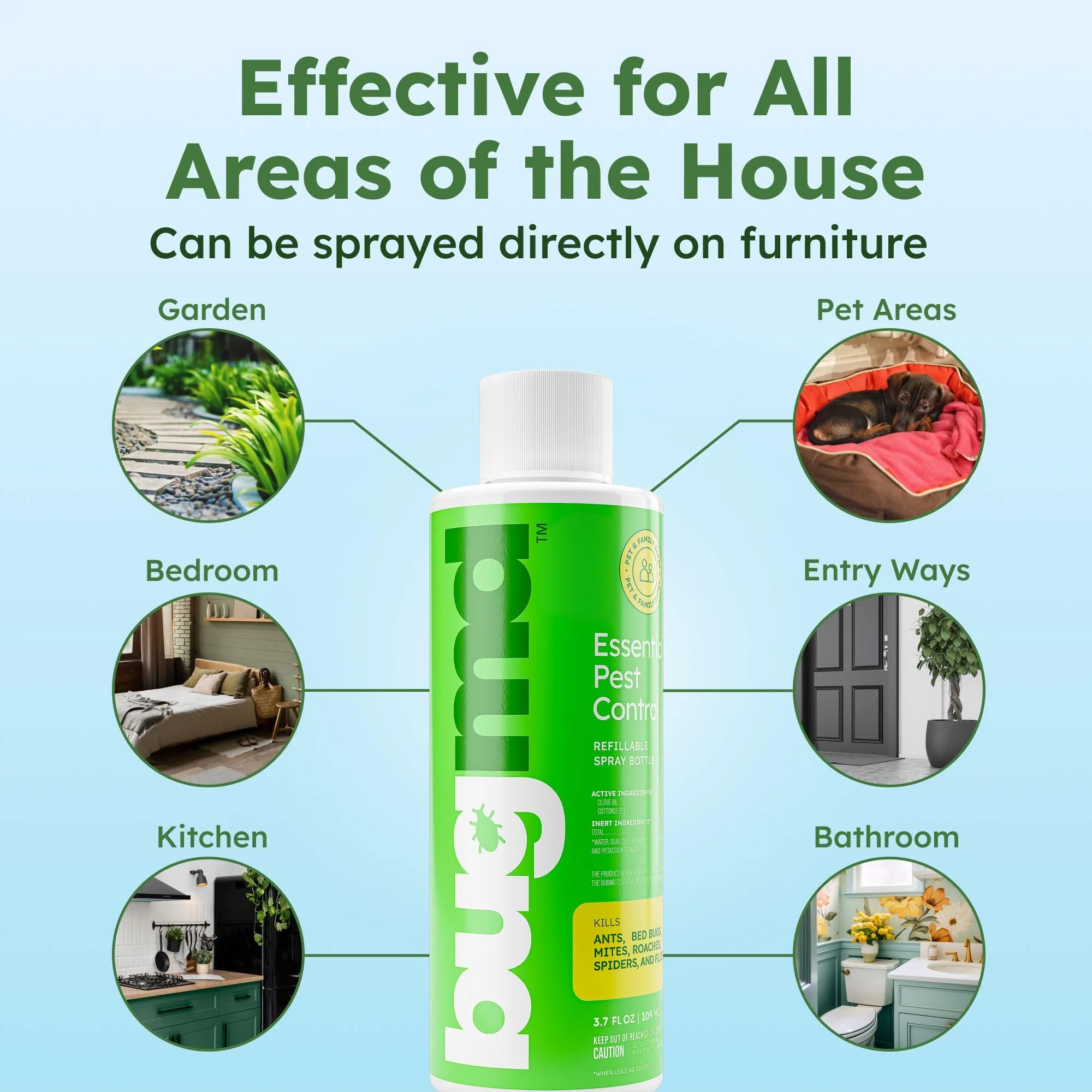 BugMD Ant Killer & Bug Spray Concentrate - Indoor Cockroach and Roach Killer, Spider Spray for Home, Fly and Insect Defense, Essential Oils, Plant-Powered, Eco-Friendly Pest Control - 3.7 Oz - Image 6