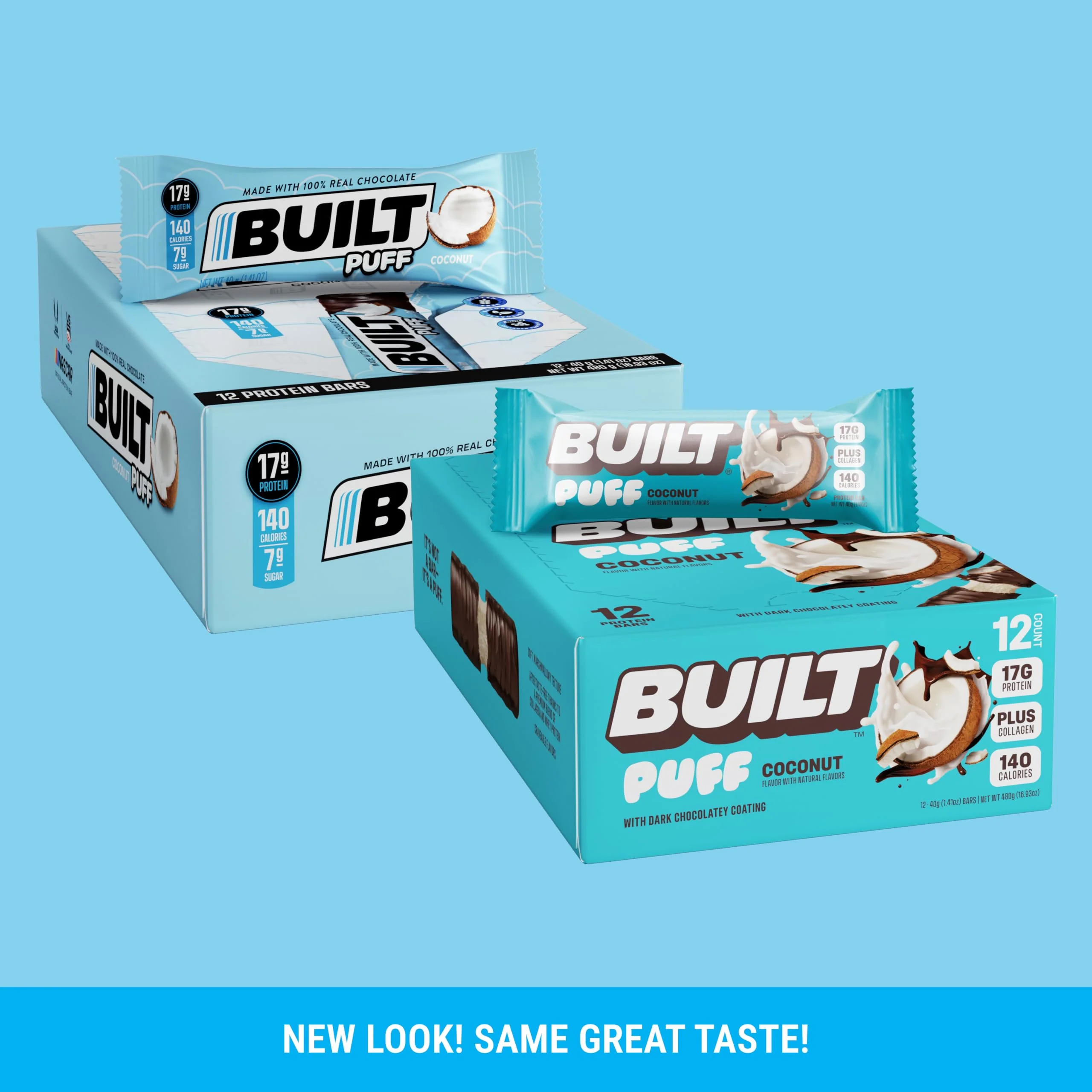 Built Bar, Puff Protein Bars, Coconut Puff, 17g Protein Snacks, On-The-Go Bars, Only 140 Calories, 6g Sugar, Collagen, Gluten Free, 12 Count - Image 4