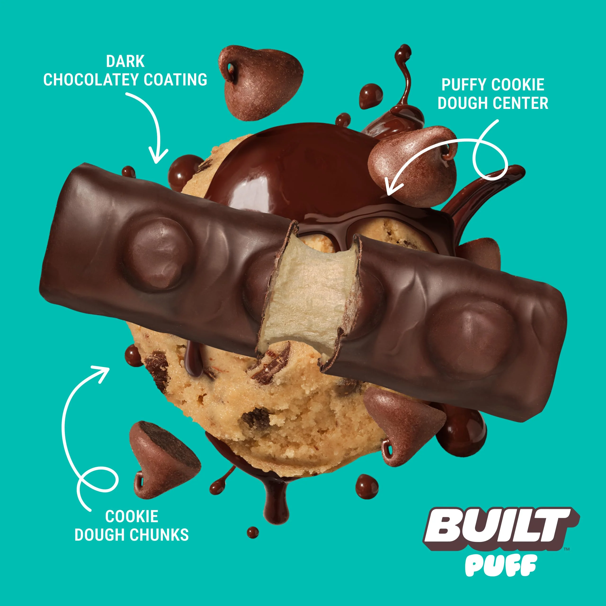 Built Bar, Puff Protein Bars, Cookie Dough Chunk Puff, 15g Protein Snacks, On-The-Go Bars, Only 160 Calories, 8g Sugar, Collagen, Not Gluten Free, 12 Count - Image 8