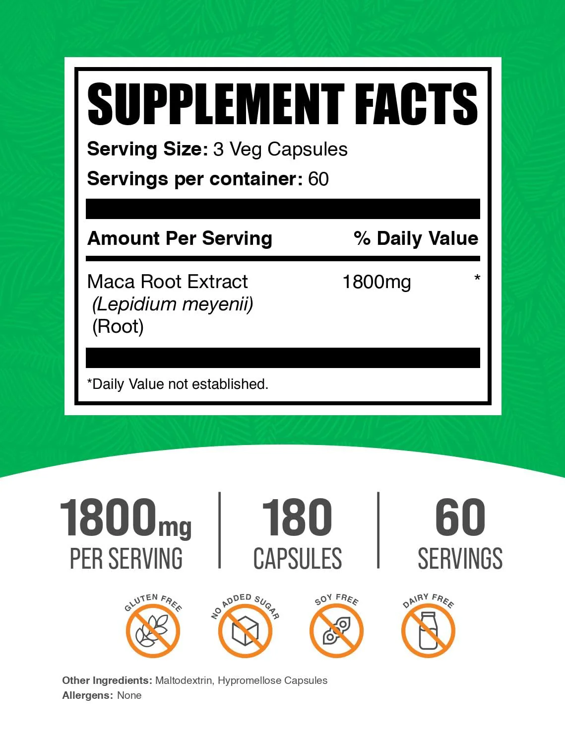 BulkSupplements.com Maca Root Capsules - Maca Supplement, Herbal Supplement, Superfood Supplement - Vegan & Gluten Free, 3 Veg Capsules per Serving, 180 Count (Pack of 1) - Image 5