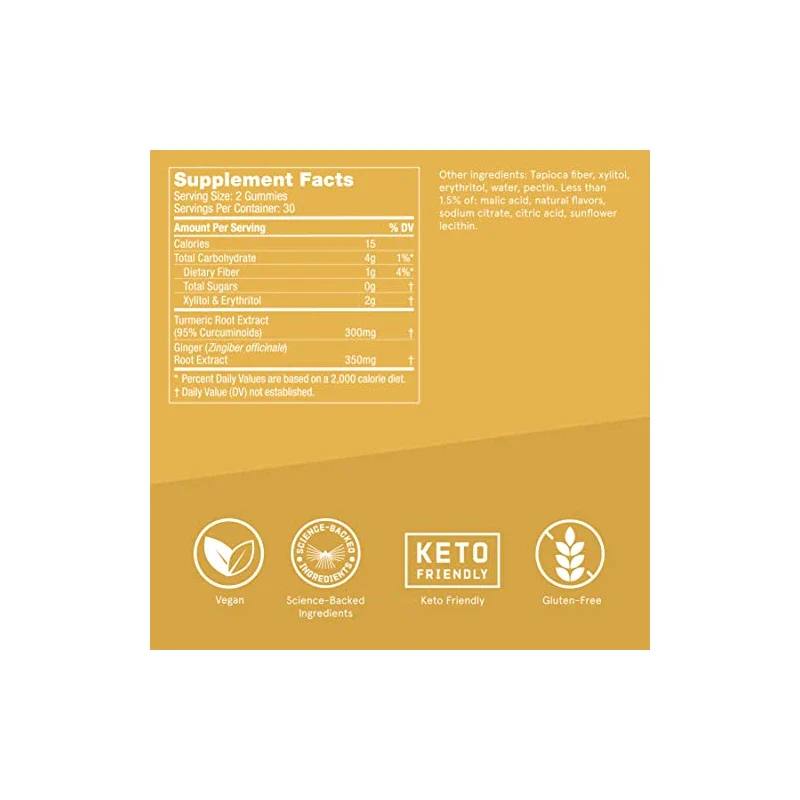 Bulletproof Sugar-Free Peach Ginger Turmeric Gummies, 60 Count, Keto Supplement for Joint and Inflammation Response Support - Image 5