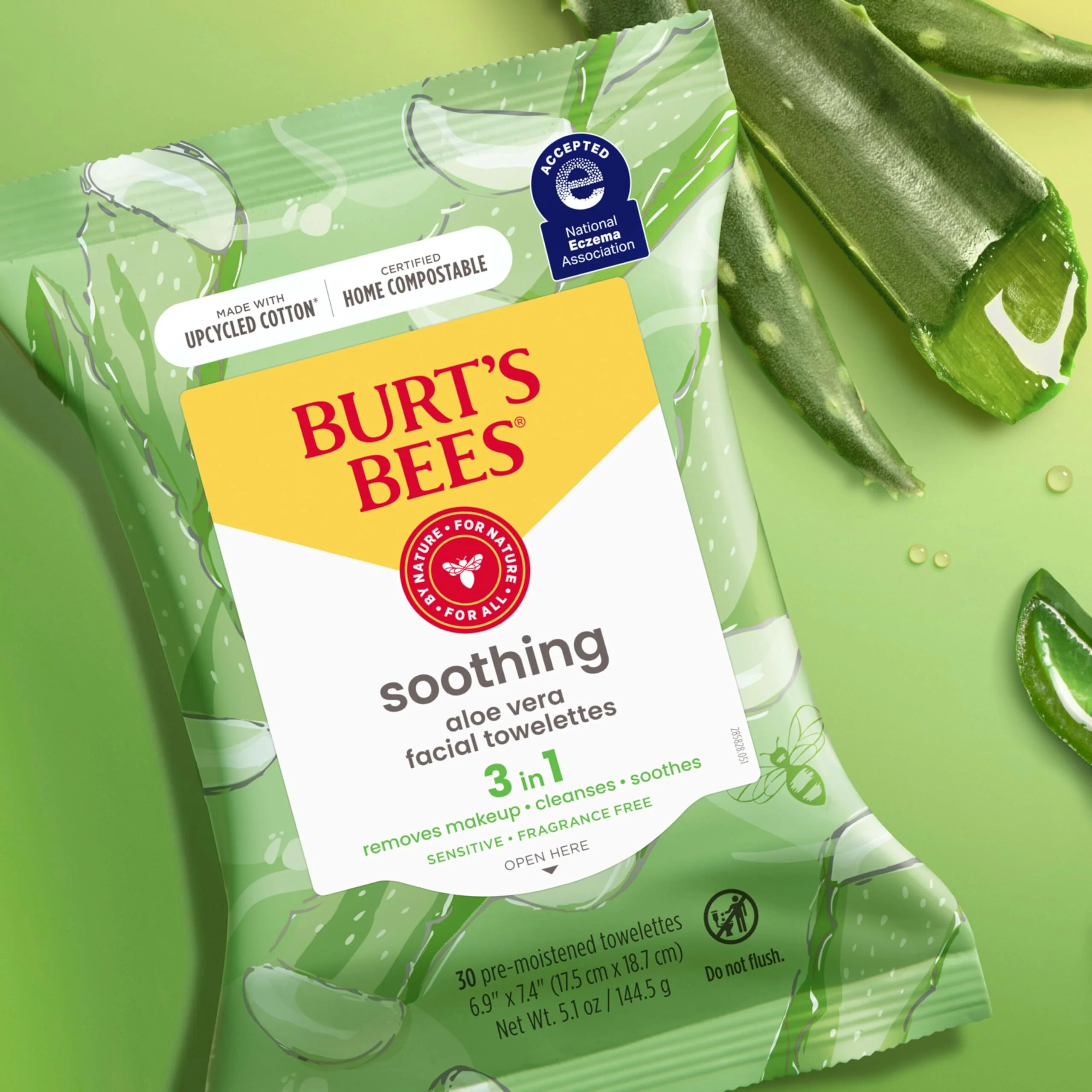 Burt's Bees Stocking Stuffers, Aloe Vera Face Wipes, for Sensitive Skin, Soothing Makeup Remover & Facial Cleansing Towelettes Christmas Gifts, 30 Ct. (3-Pack) - Image 8