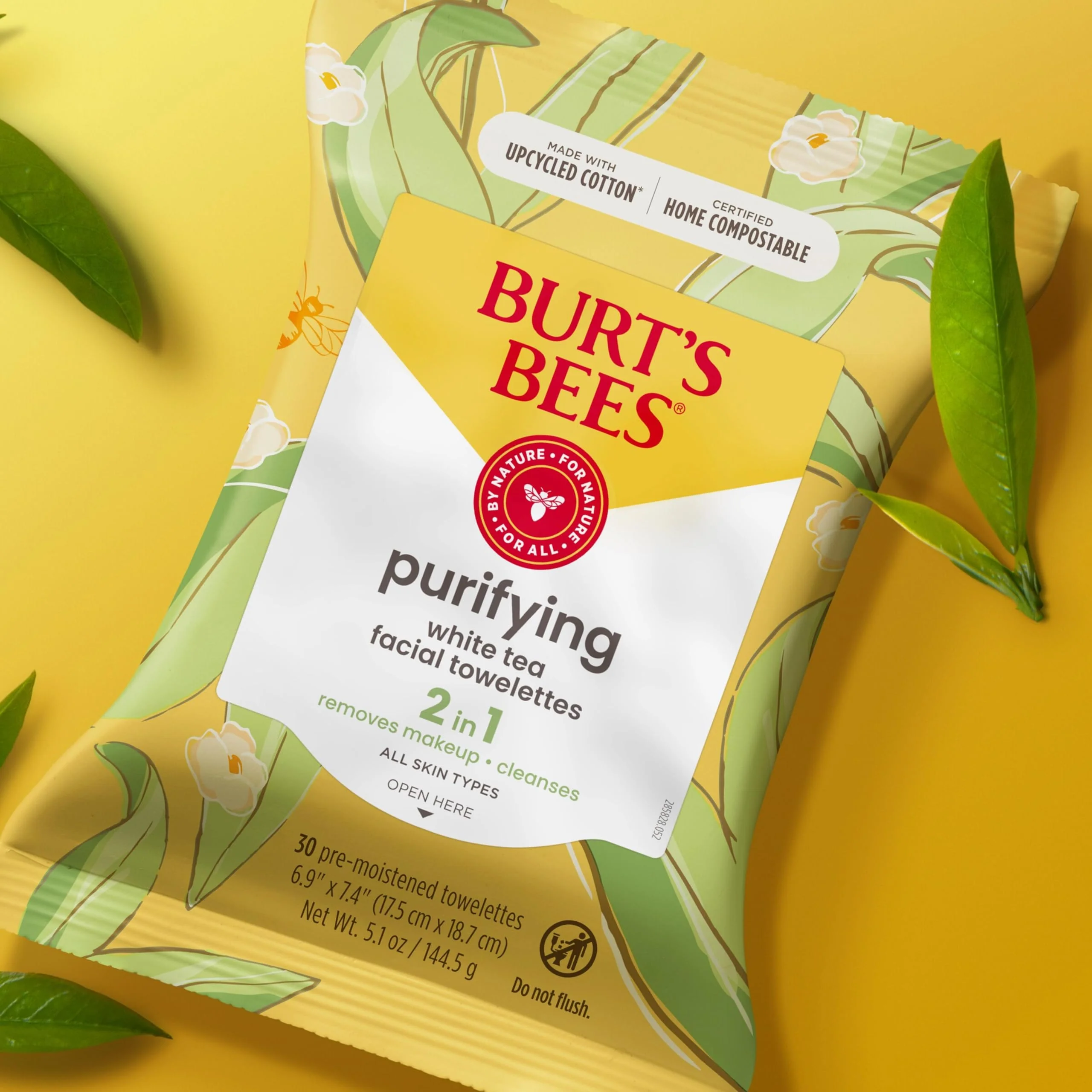 Burt's Bees Stocking Stuffers, Purifying Facial Towelettes Christmas Gifts With White Tea, Gentle Face Cleanser Pre-Moistened Towelettes, Makeup Remover Wipes, 30 ct. Package (3-Pack) - Image 6