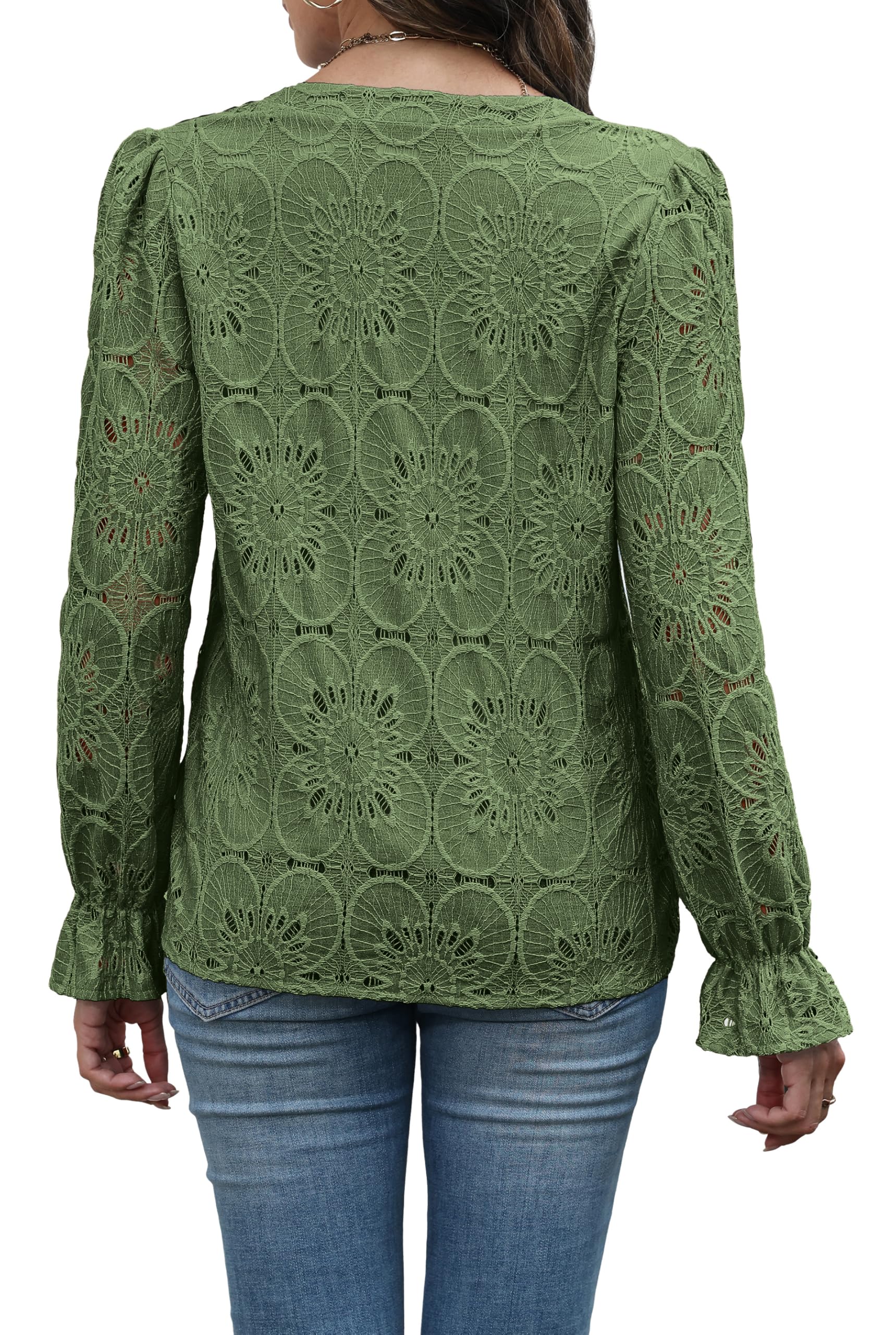 Business Casual Outfits for Women 2025 Long Sleeve Tops Womens Shirts Dressy Blouses for Women Business Casual Green Christmas XL - Image 2