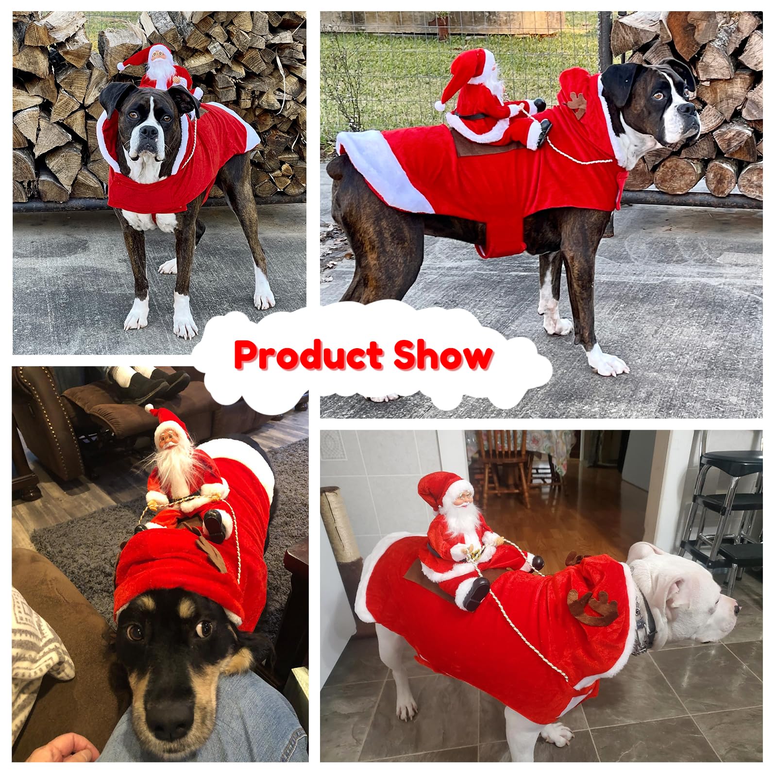 BWOGUE Santa Dog Costume Christmas Pet Clothes Santa Claus Riding Pet Cosplay Costumes Party Dressing up Dogs Cats Outfit for Small Medium Large Dogs Cats - Image 2