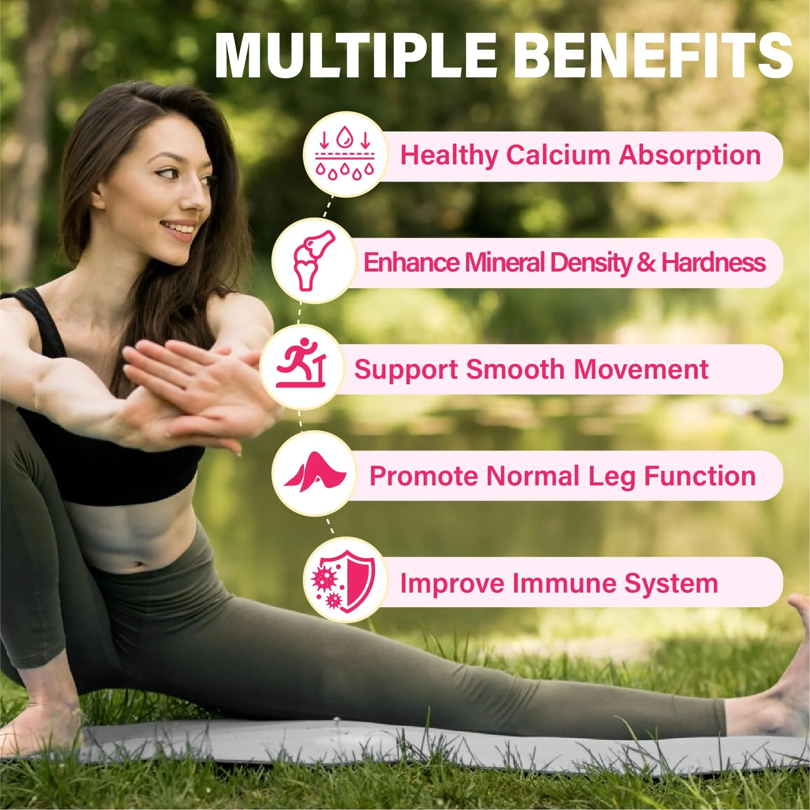 Calcium Citrate Gummies 1200 mg for Adults: Ultimate Absorption Calcium Supplement for Women & Men - Easy to Digest, Vegan, Non-GMO, Gluten Free - Natural Strawberry Flavor - Image 4