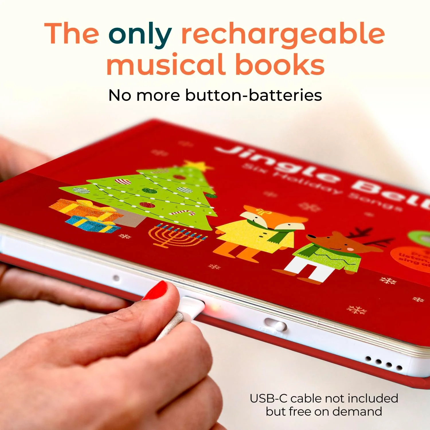 Cali's Books Jingle Bells USB-C Rechargeable Christmas Musical Book - Toddler Interactive Christmas Books for Kids and Babies - Sound Books for Toddlers 1-3 - Baby - Image 6