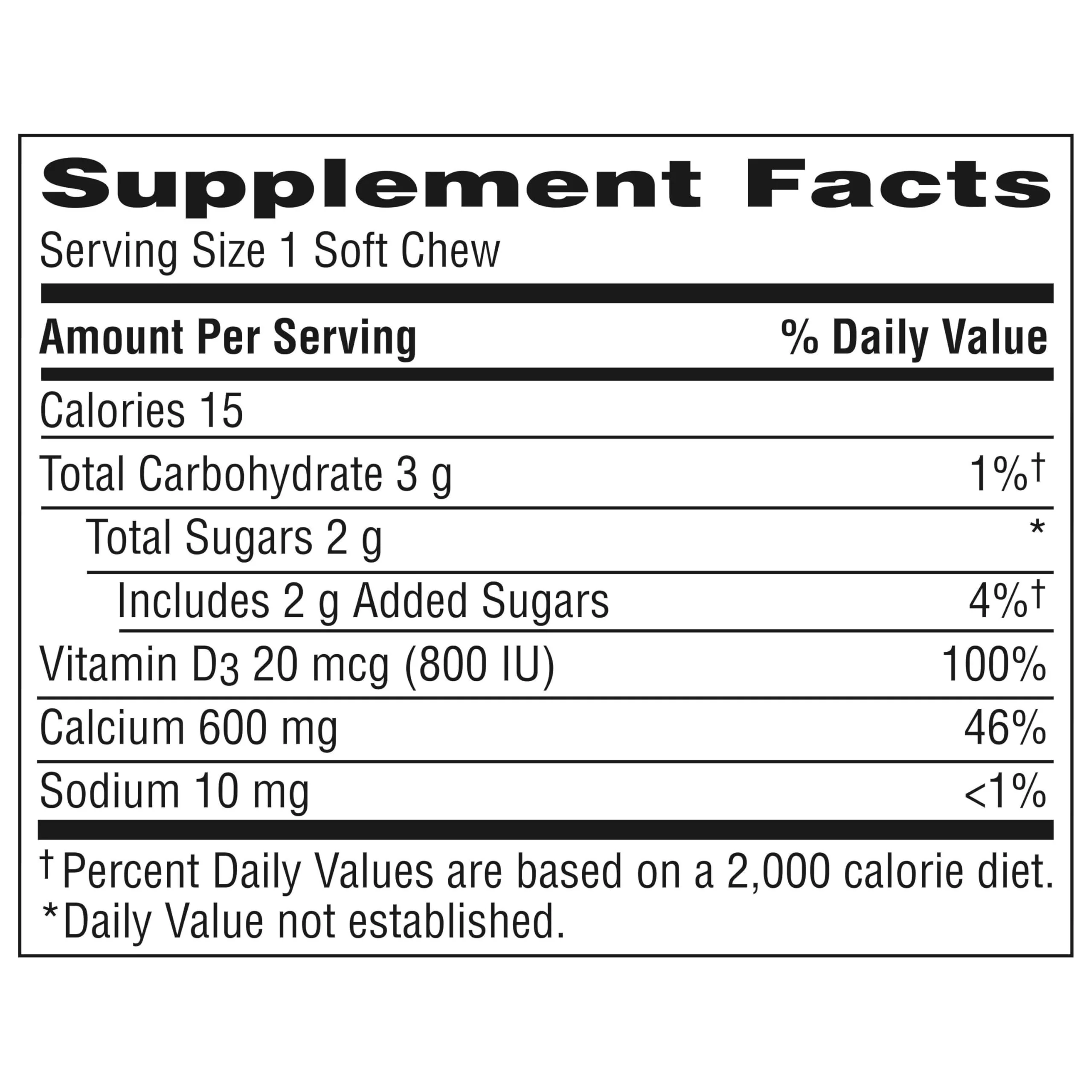 Caltrate Soft Chews 600 Plus D3 Calcium Vitamin D Supplement, Vanilla Creme - 60 Count - Image 6