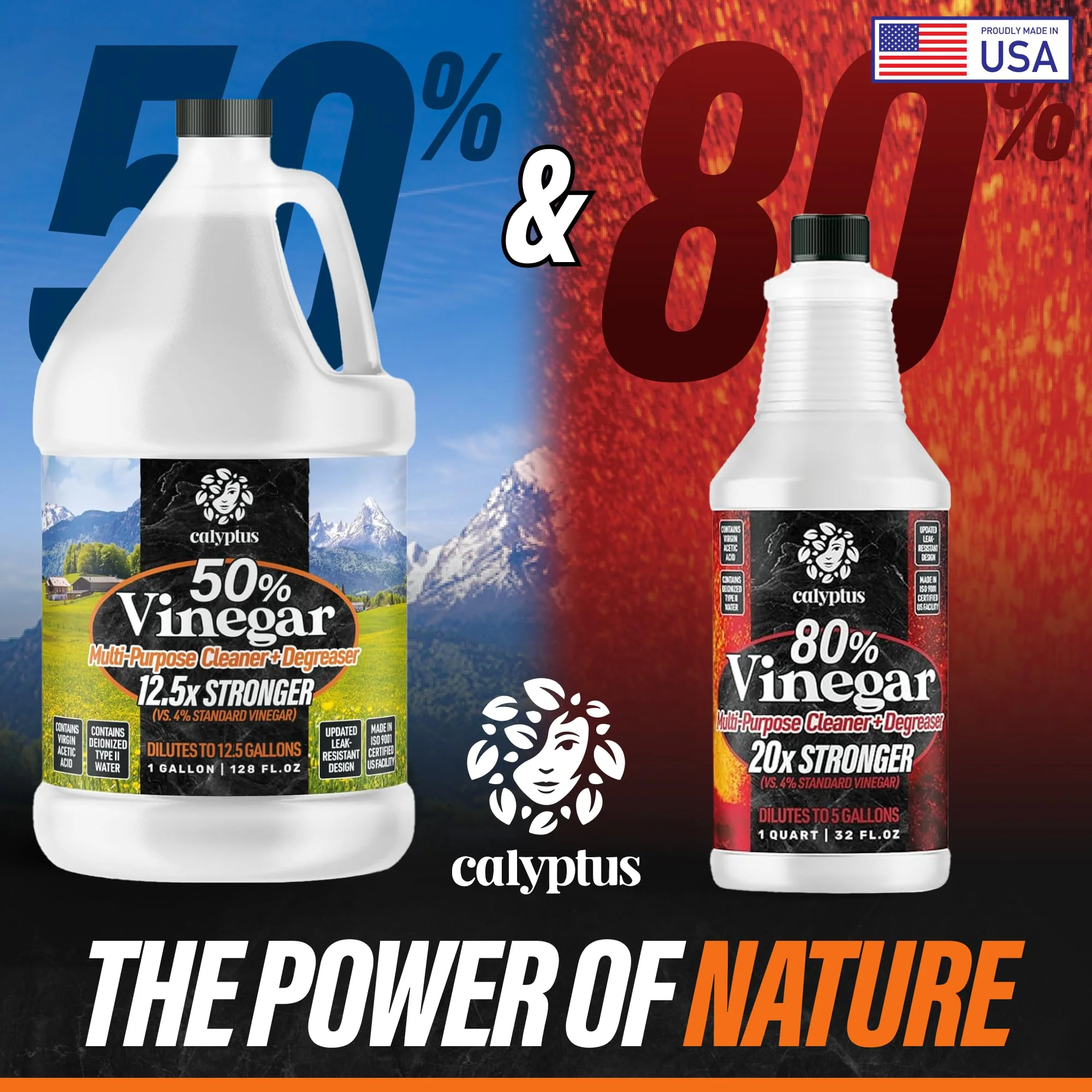 Calyptus 50% Pure Concentrated Vinegar | Maximum-Performance (12.5X) Power | Technical Grade | Dilutes Easily to 5% Acidity (1.5 Cups per Gallon) | Home and Outdoor Cleaning Concentrate | 2 Gallon - Image 2