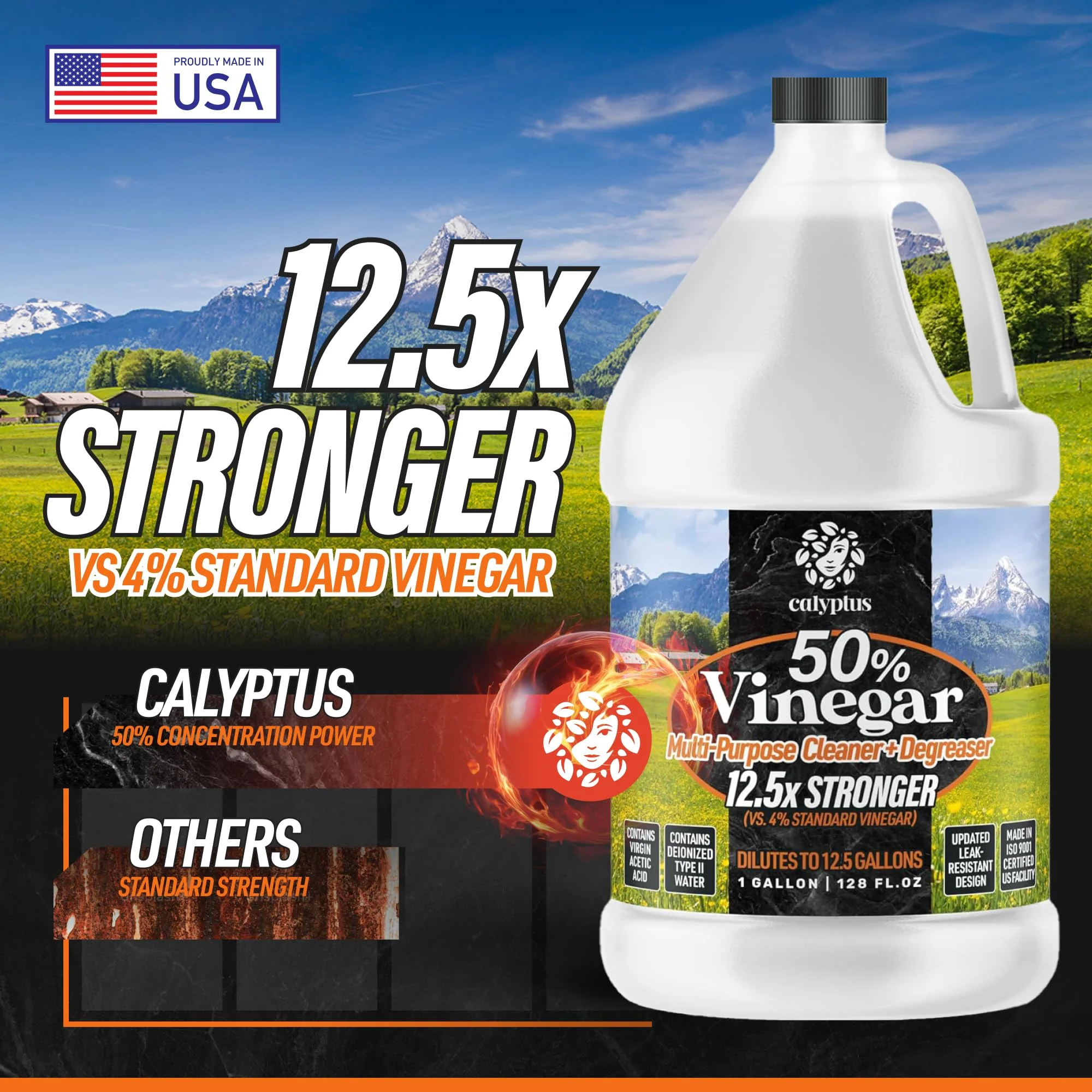 Calyptus 50% Pure Concentrated Vinegar | Maximum-Performance (12.5X) Power | Technical Grade | Dilutes Easily to 5% Acidity (1.5 Cups per Gallon) | Home and Outdoor Cleaning Concentrate | 2 Gallon - Image 6