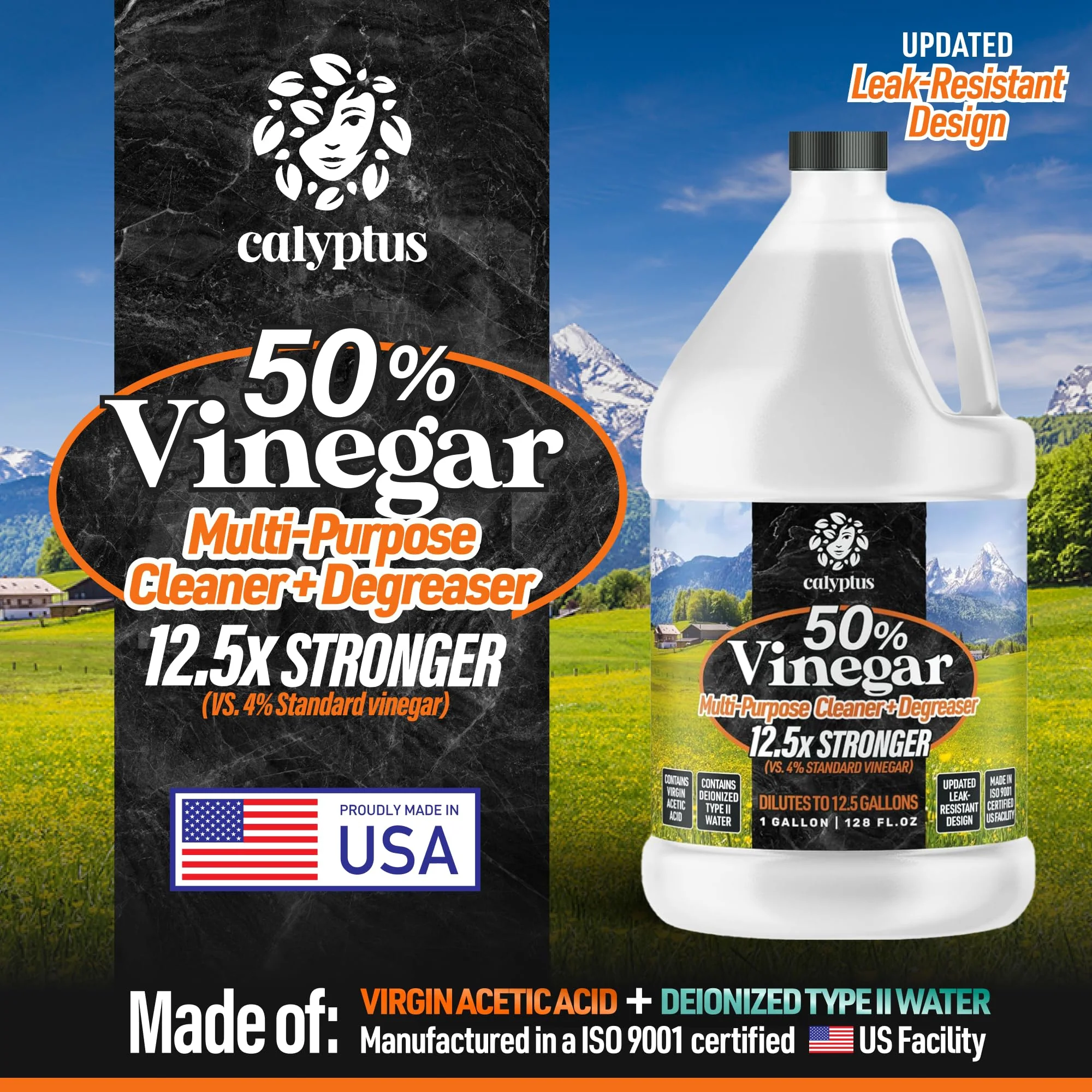 Calyptus 50% Pure Concentrated Vinegar | Maximum-Performance (12.5X) Power | Technical Grade | Dilutes Easily to 5% Acidity (1.5 Cups per Gallon) | Home and Outdoor Cleaning Concentrate | 2 Gallon - Image 7