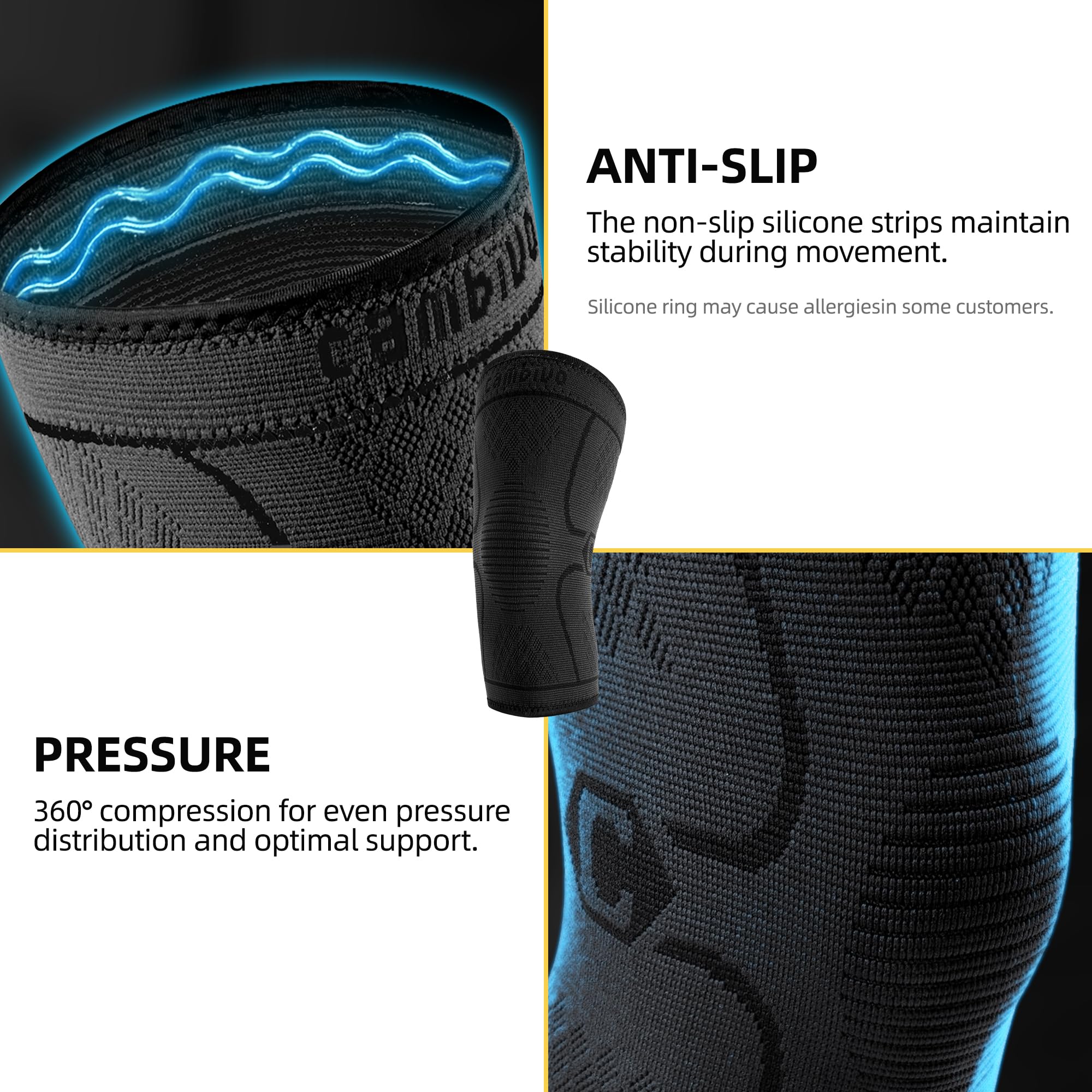 CAMBIVO 2 Pack Knee Brace, Knee Compression Sleeve Support for Men and Women, Knee Pads for Running, Hiking, Meniscus Tear, Arthritis,Joint Pain Relief (Beige,Small) - Image 6