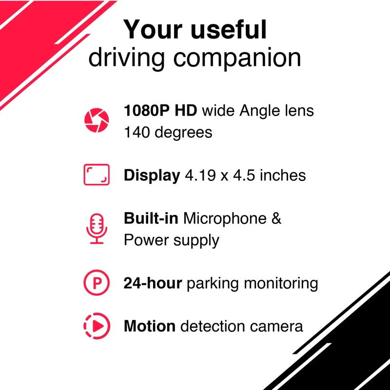 CamHandy Car Dash Cam - 24/7 Security Car Camera, Motion Detection, Night Vision, Built-in Microphone, 1080P HD Dash Camera for Cars, Size 30.2cm x 8.2cm x 4cm - Image 7