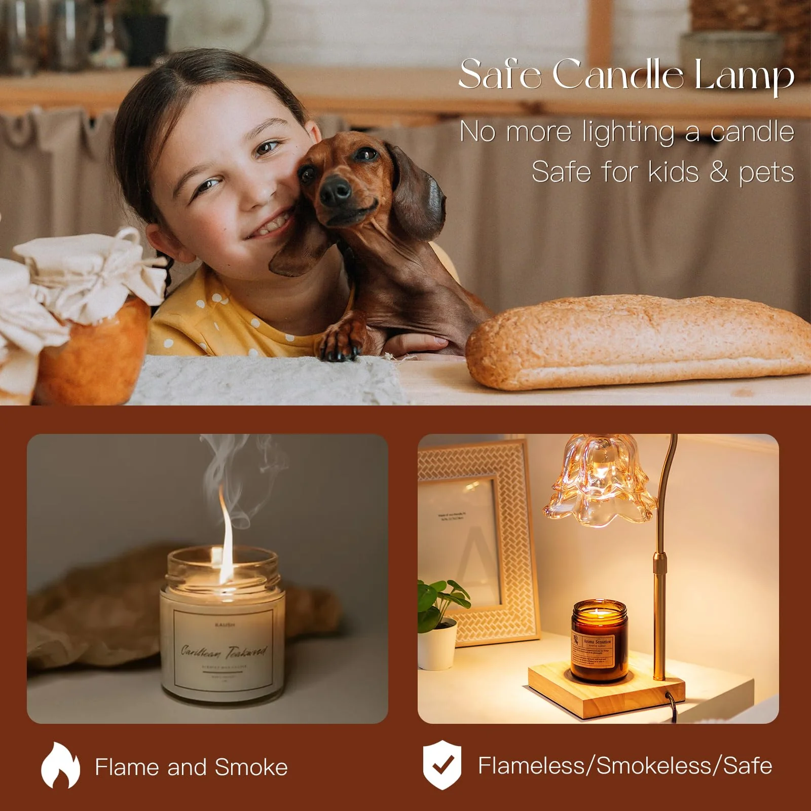 Candeldo Candle Warmer Lamp with Timer: Flower Gold Candle Lamps Height Adjustable Wax Melt Home Decor House Warming Christmas Gift Mom Gift for Women - Image 5