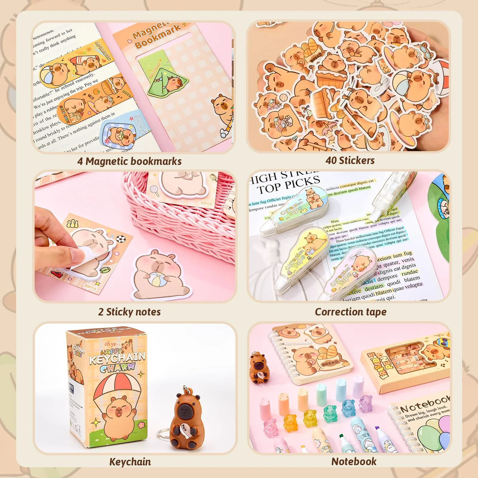 Capybara Stationery Gift Set for Kids,28 Pcs Cute School Supplies Kit with Pencil Case,Notebook,Stickers – Practical and Fun Christmas, Easter or Birthday Gift Ideas for 6–12 Years Old Girls & Boys - Image 5