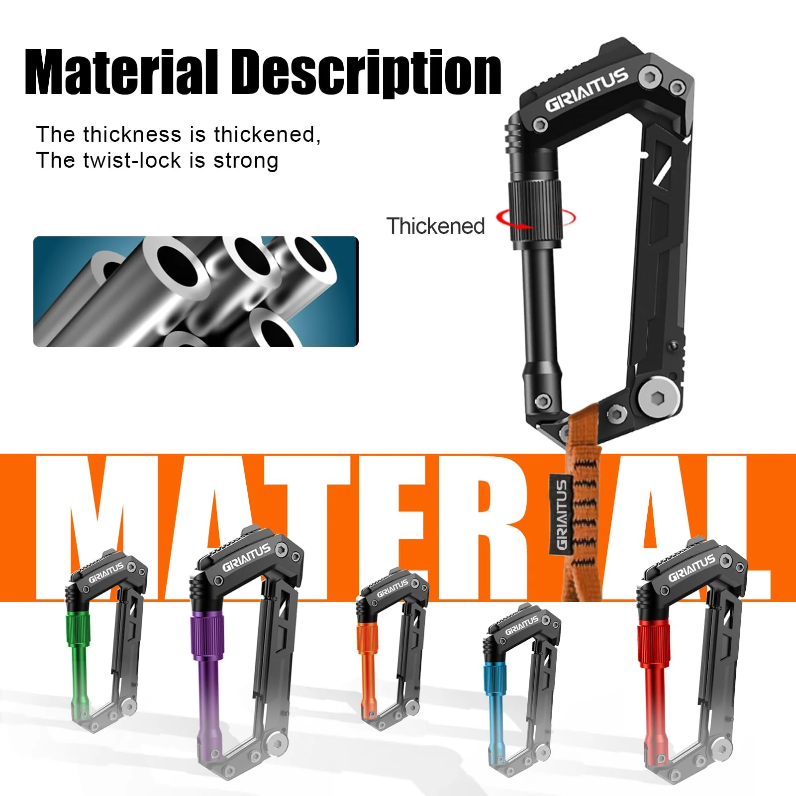 Carabiner Multitool 8-in-1 EDC Carabiners Pocket Knife, Serrated Knife, Rope Cutter, Screwdriver, Can Bottle Opener, Ruler, Survival Gear for Camping Climbing, Christmas Gifts for Men Women (Black) - Image 3
