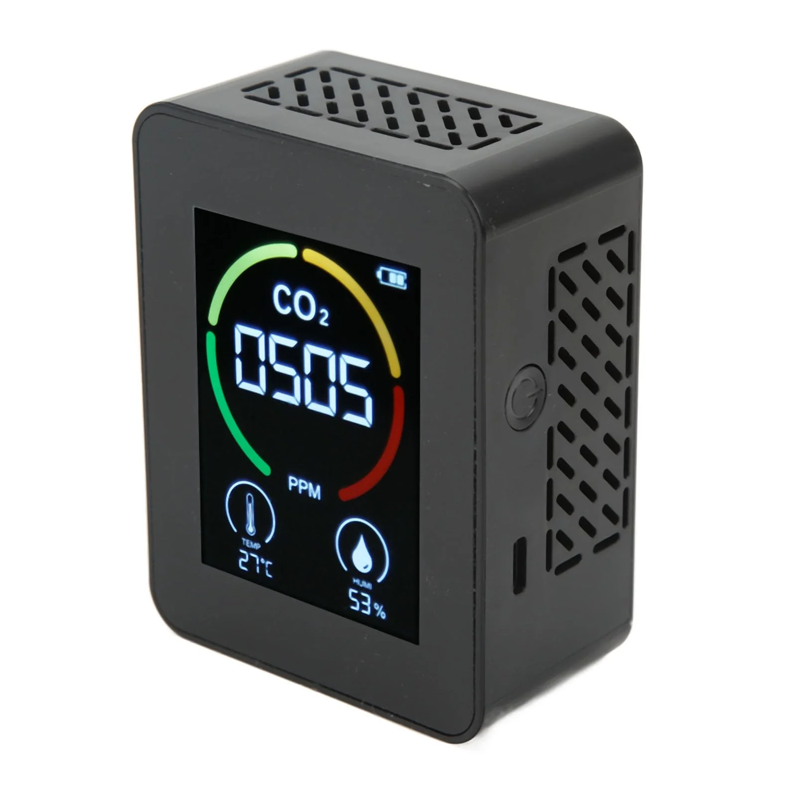 Carbon Dioxide Monitor, Infrared Sensor Ventilation Hole Temperature Humidity Testing Good Heat Dissipation CO2 Detector for Schools (Black) - Image 5