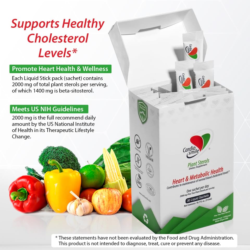 Cardiosmile 2000mg Plant Sterols Supports Healthy Cholesterol Levels with 1400mg beta-Sitosterol for Heart & Metabolic Health Support, 30 Day Supply in Single Use Liquid Packets - Image 5