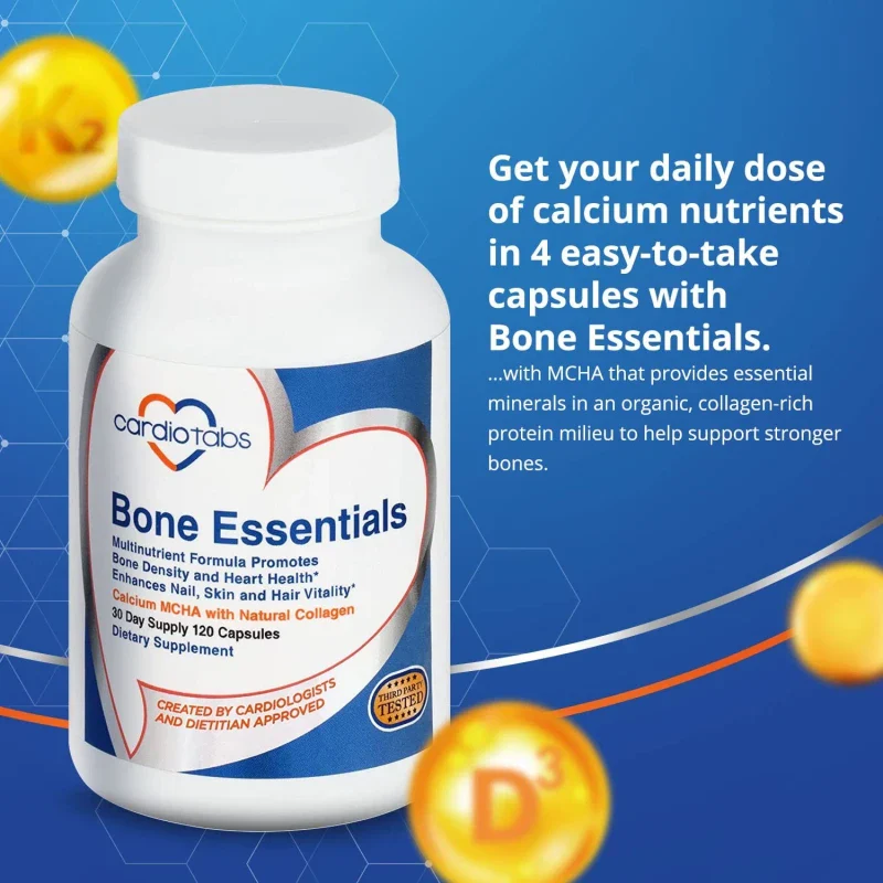 Cardiotabs Bone Essentials with MCHA & Collagen Calcium Supplement w/Calcium ... - Image 2