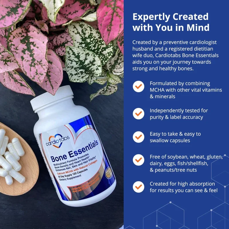Cardiotabs Bone Essentials with MCHA & Collagen Calcium Supplement w/Calcium ... - Image 4