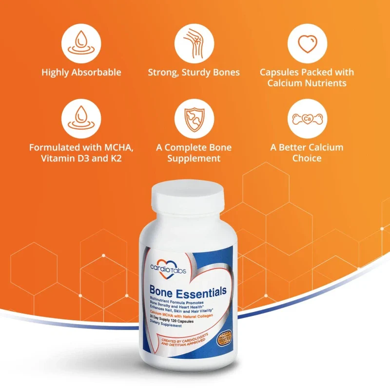 Cardiotabs Bone Essentials with MCHA & Collagen Calcium Supplement w/Calcium ... - Image 6