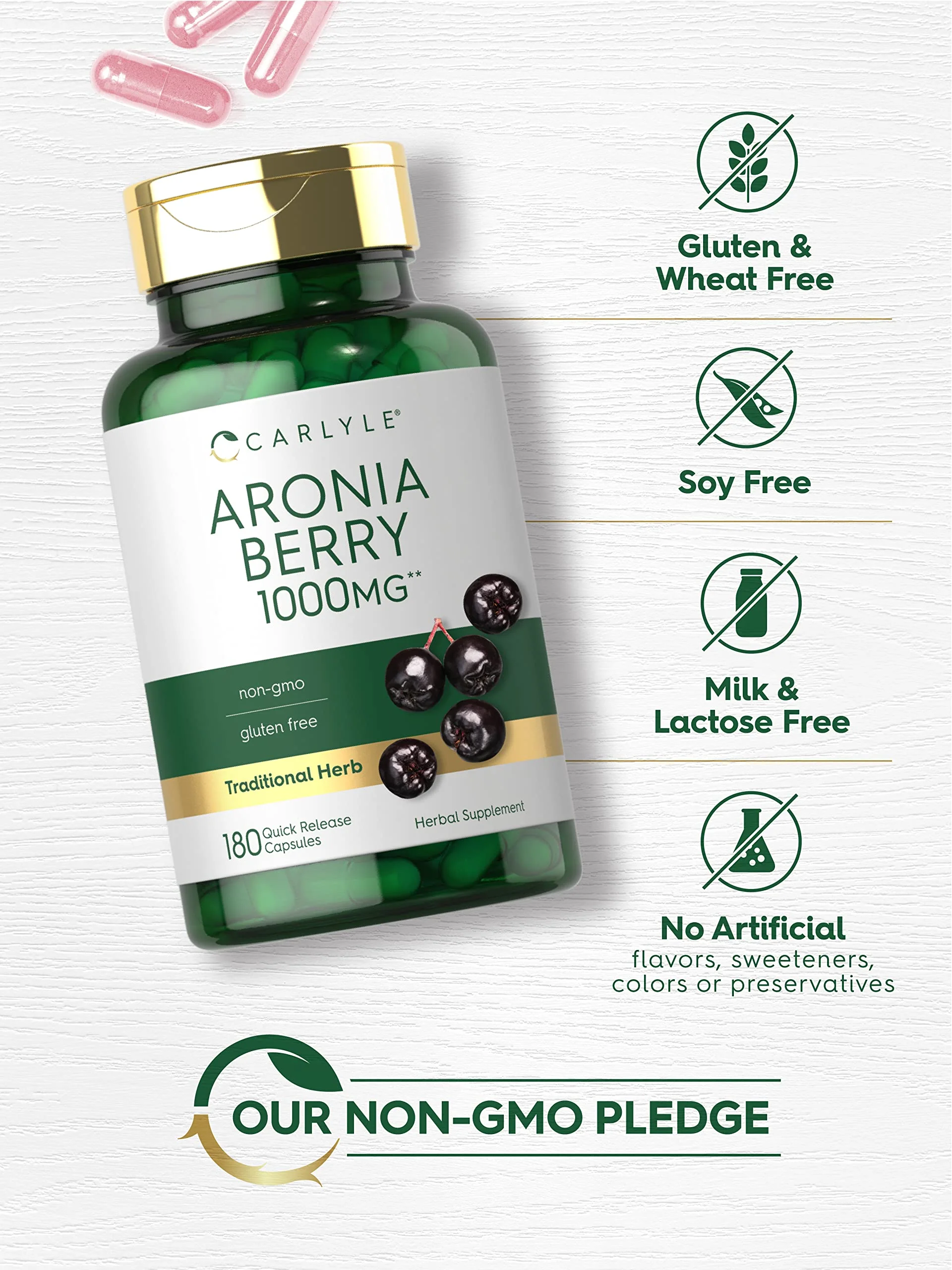 Carlyle Aronia Berry Capsules 1000mg | 180 Pills | Chokeberry Extract | Non-GMO & Gluten Free Supplement - Image 5
