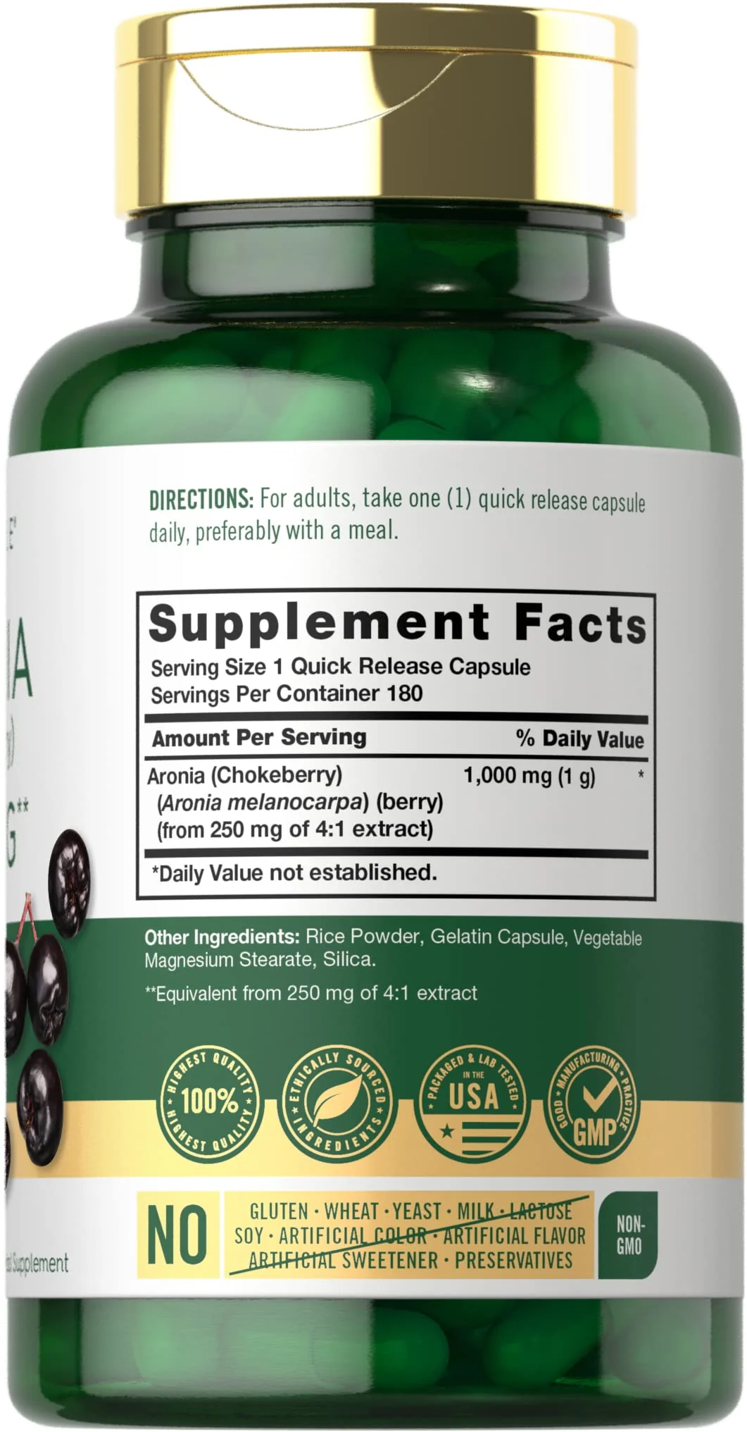 Carlyle Aronia Berry Capsules 1000mg | 180 Pills | Chokeberry Extract | Non-GMO & Gluten Free Supplement - Image 7